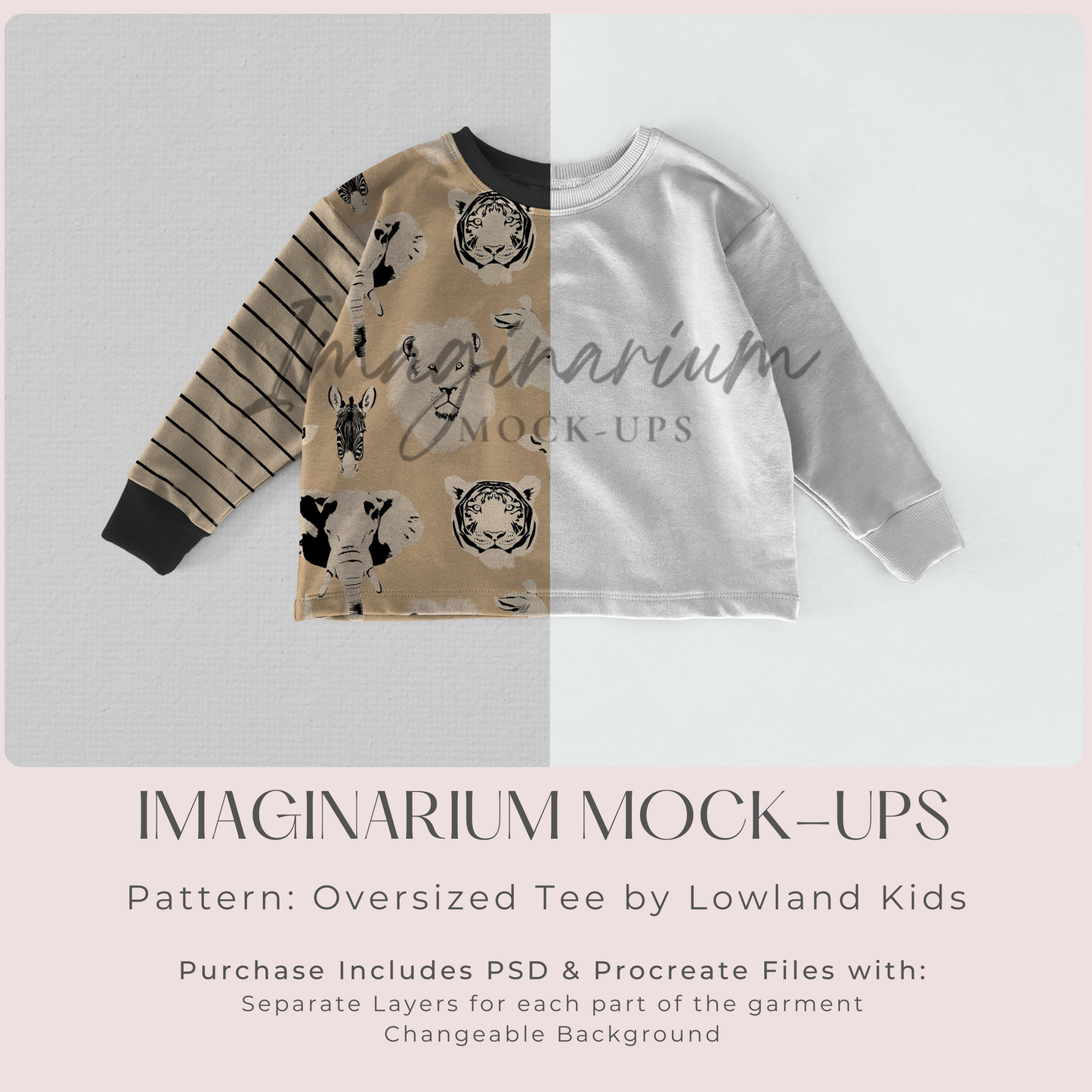 Long Sleeve Oversized Tee Mock Up, Realistic Clothing Mockup for Photoshop and Procreate