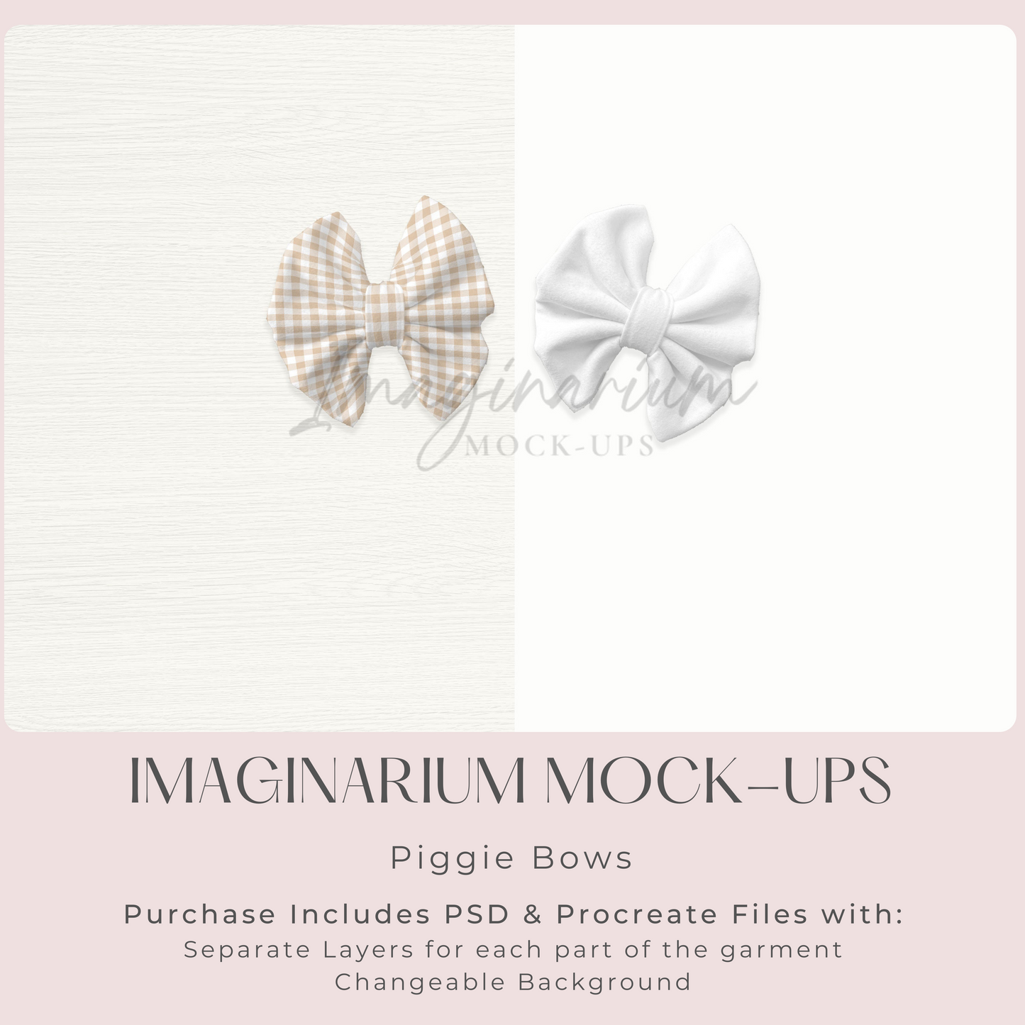 Small Piggie Bows Mock Up, Realistic Mockup for Photoshop and Procreate