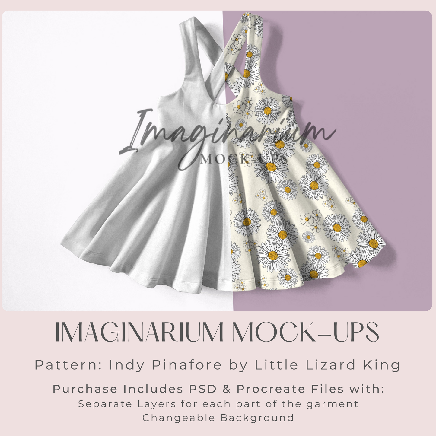 Indy Pinafore Dress Mock Up, Realistic Clothing Mockup for Photoshop and Procreate