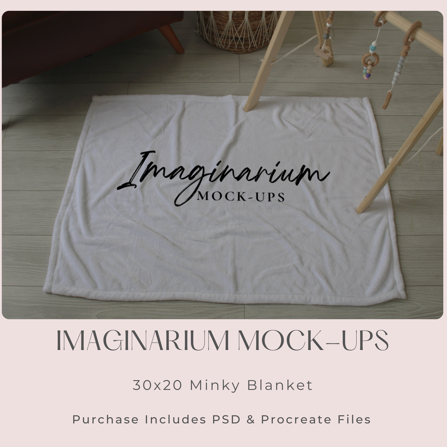 Playmat Blanket Mock Up, Realistic 30x20 Minky Blanket Mockup for Photoshop and Procreate