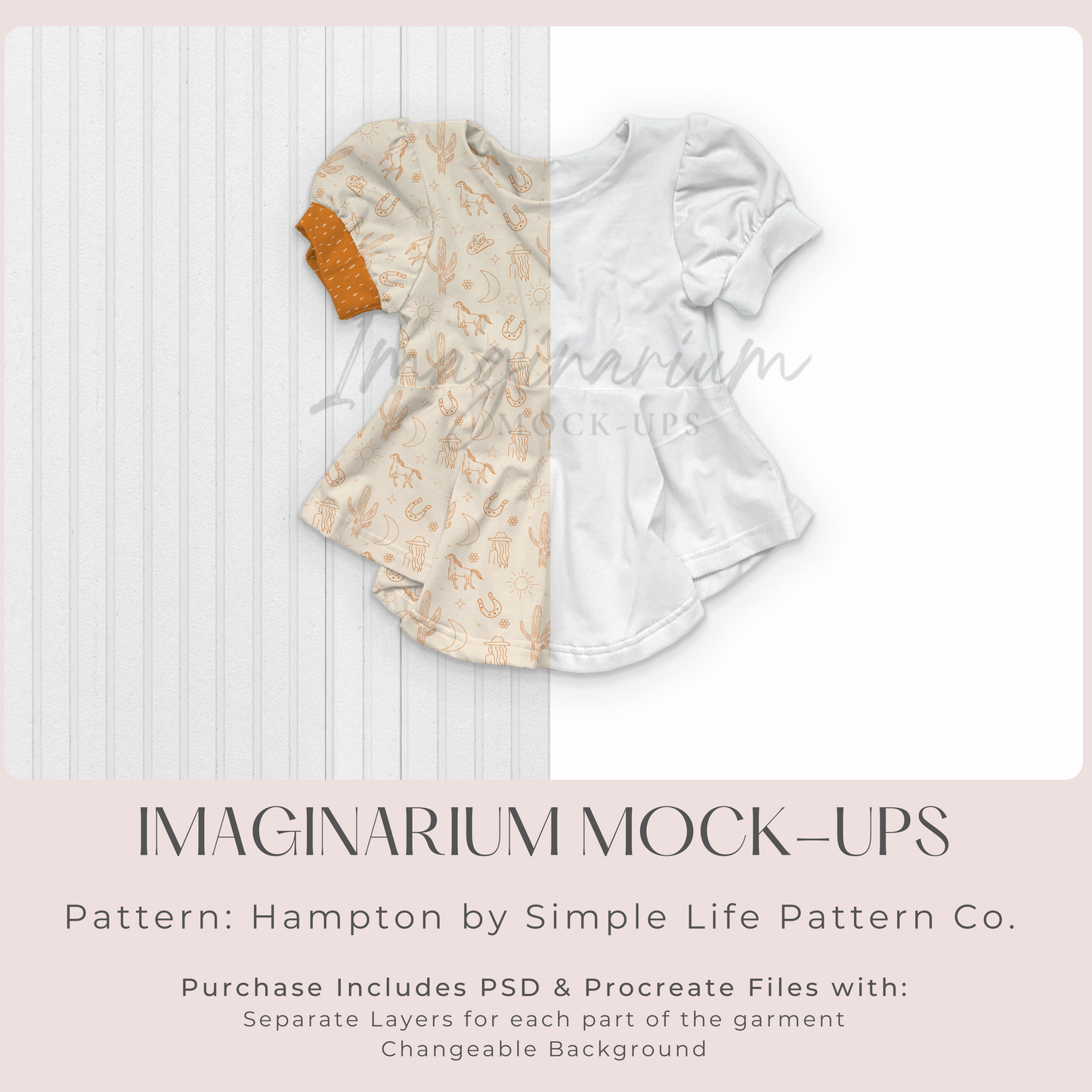 Puff Sleeve Peplum Mock Up, Short Sleeve Peplum Realistic Clothing Mockup for Photoshop and Procreate