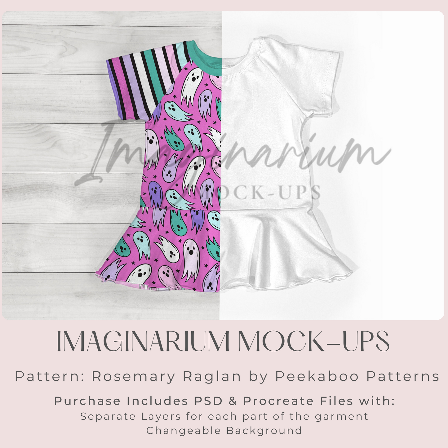 Raglan Peplum Short Sleeve Top Mockup, Realistic Mock Up for Photoshop and Procreate