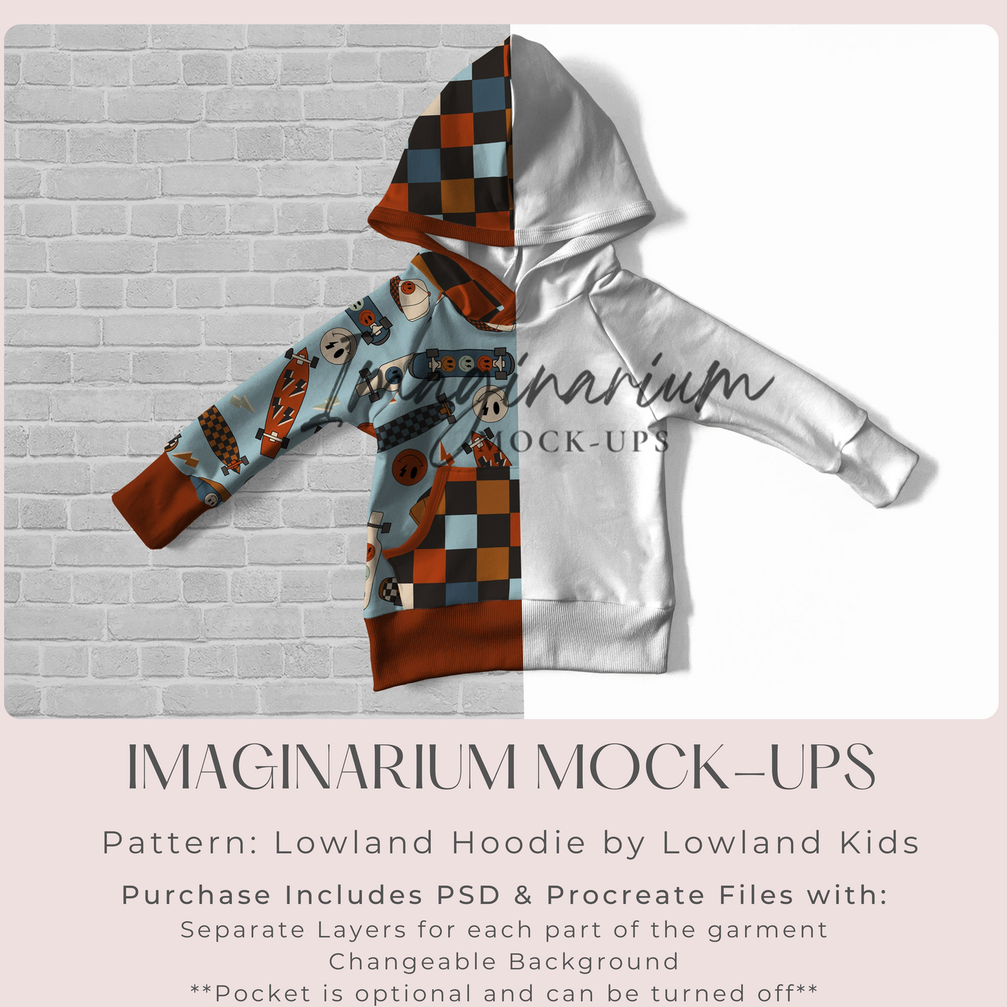 Raglan Lowland Hoodie Sweatshirt Mockup, Realistic Clothing Mock Up for Photoshop and Procreate