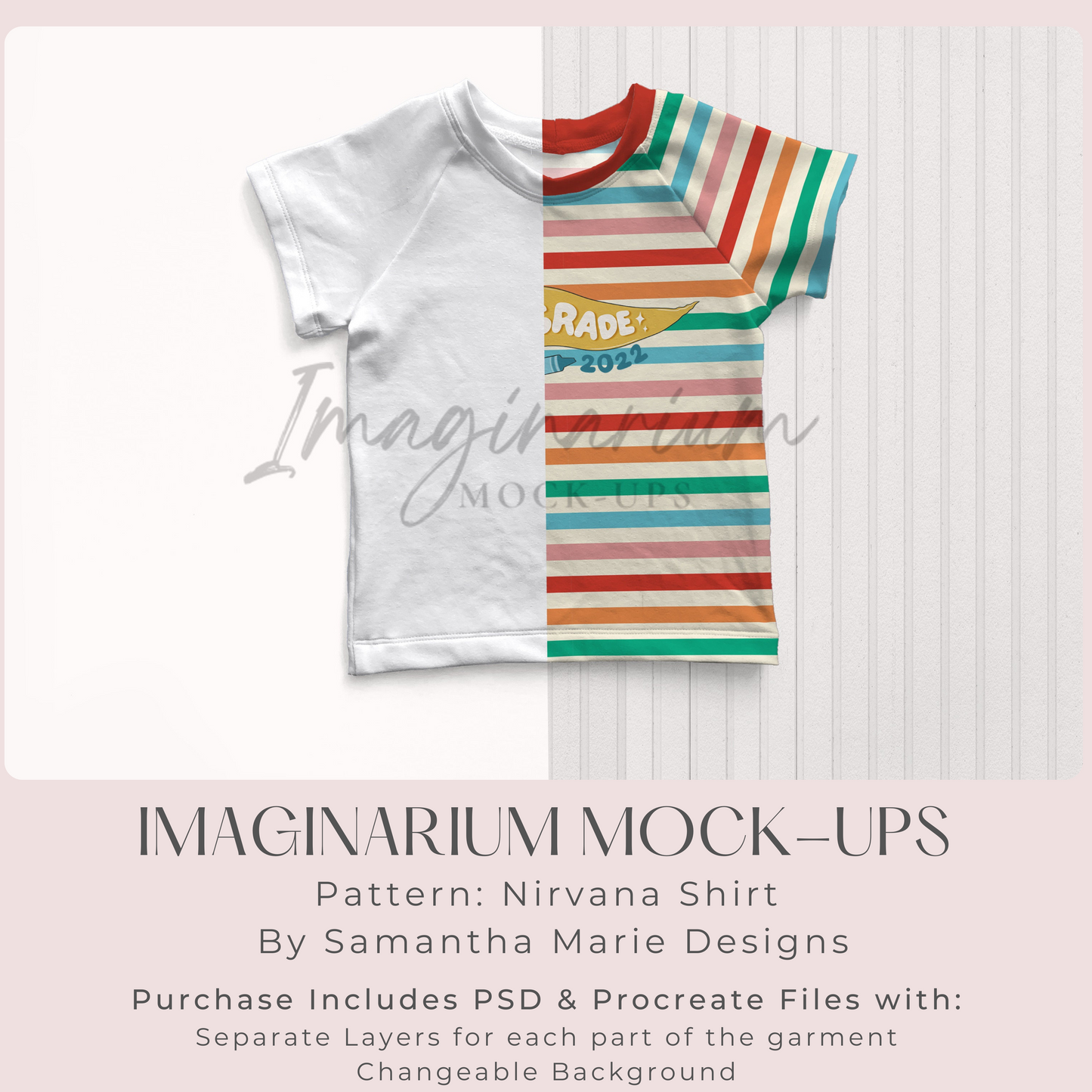 Raglan T-Shirt Top Mock Up, Realistic Mockup for Photoshop and Procreate