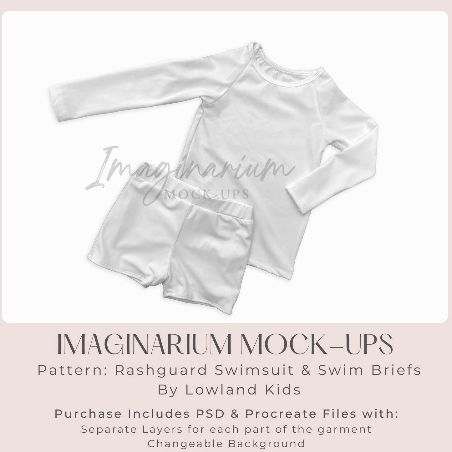 Rash Guard and Swim Briefs Mock Up, boys swimsuit Realistic Mockup for Photoshop and Procreate