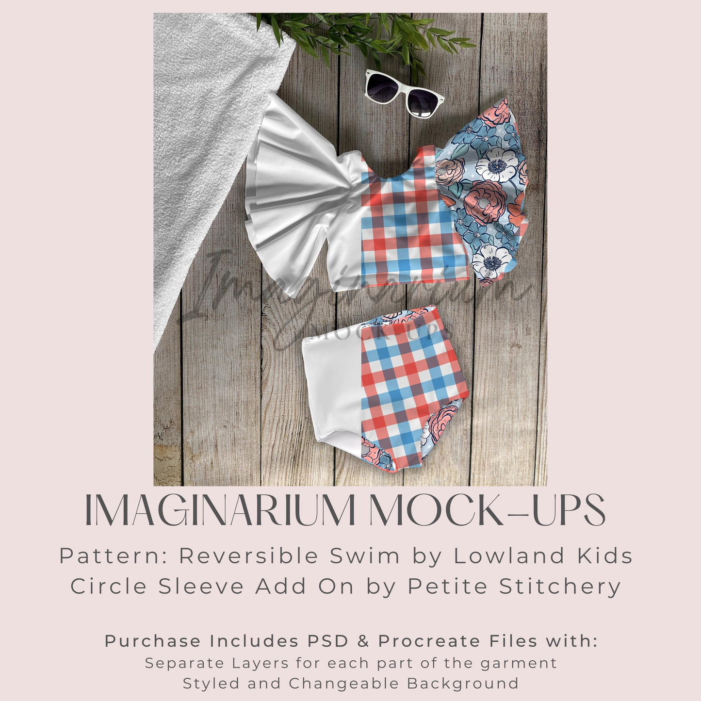 Reversible Swimsuit Circle Sleeve Mock Up, Realistic Mockup for Photoshop and Procreate