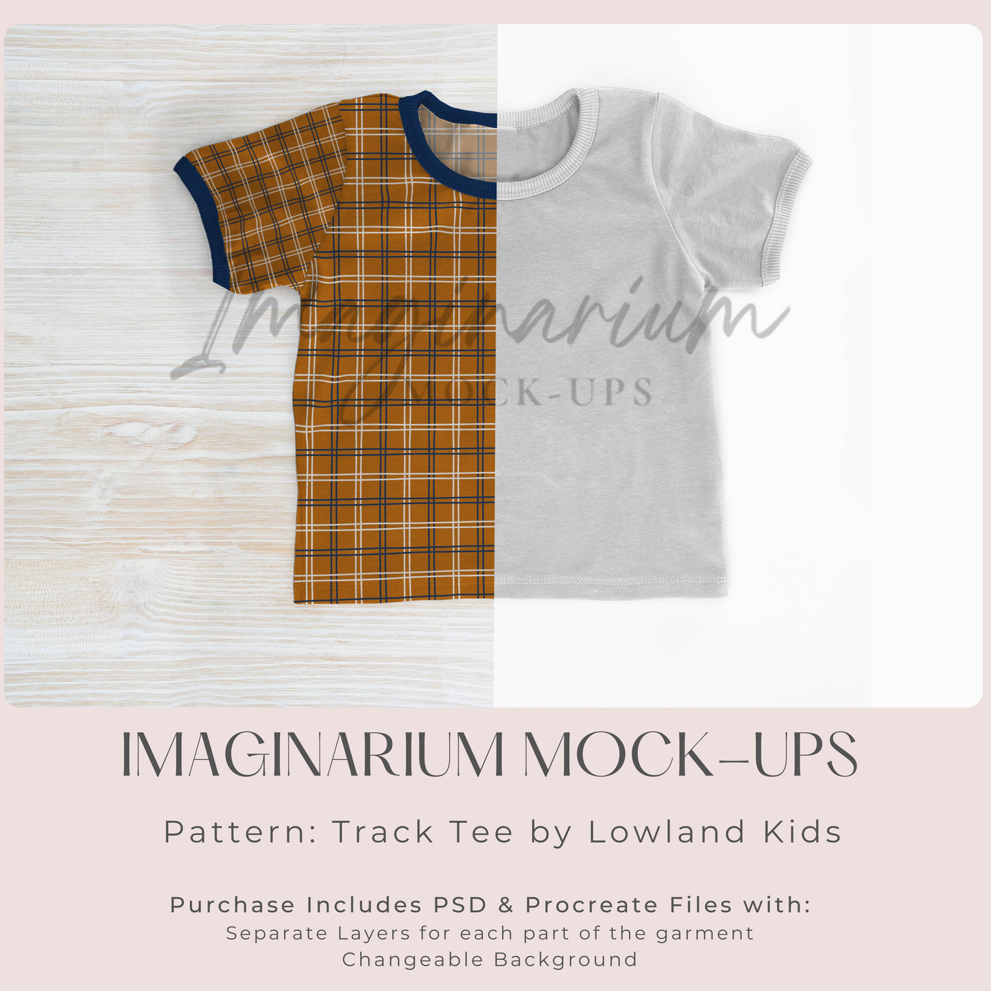 Ringer Tee Short Sleeve Mock Up, Realistic Clothing Mockup for Photoshop and Procreate