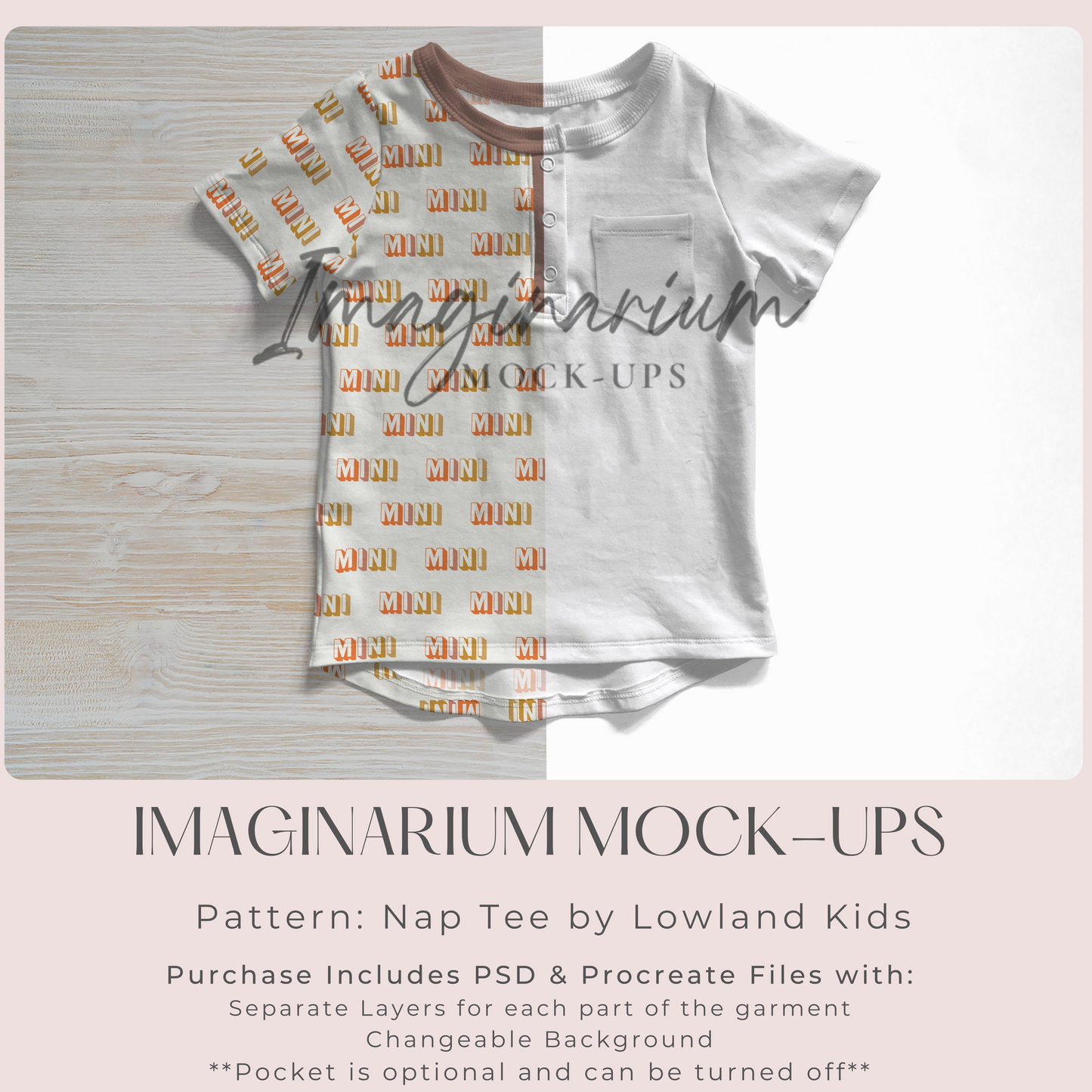 Short Sleeve Henley Top Mock Up, Realistic T-Shirt Mockup for Photoshop and Procreate