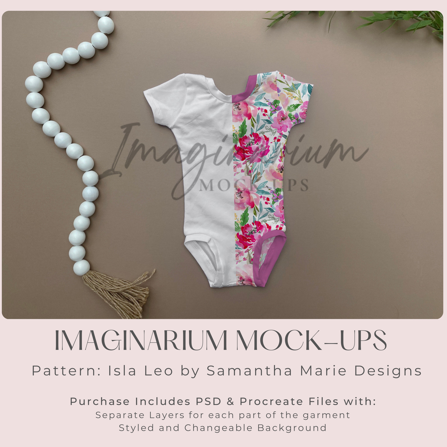 Styled Short Sleeve Leotard Mock Up, Realistic Mockup for Photoshop and Procreate