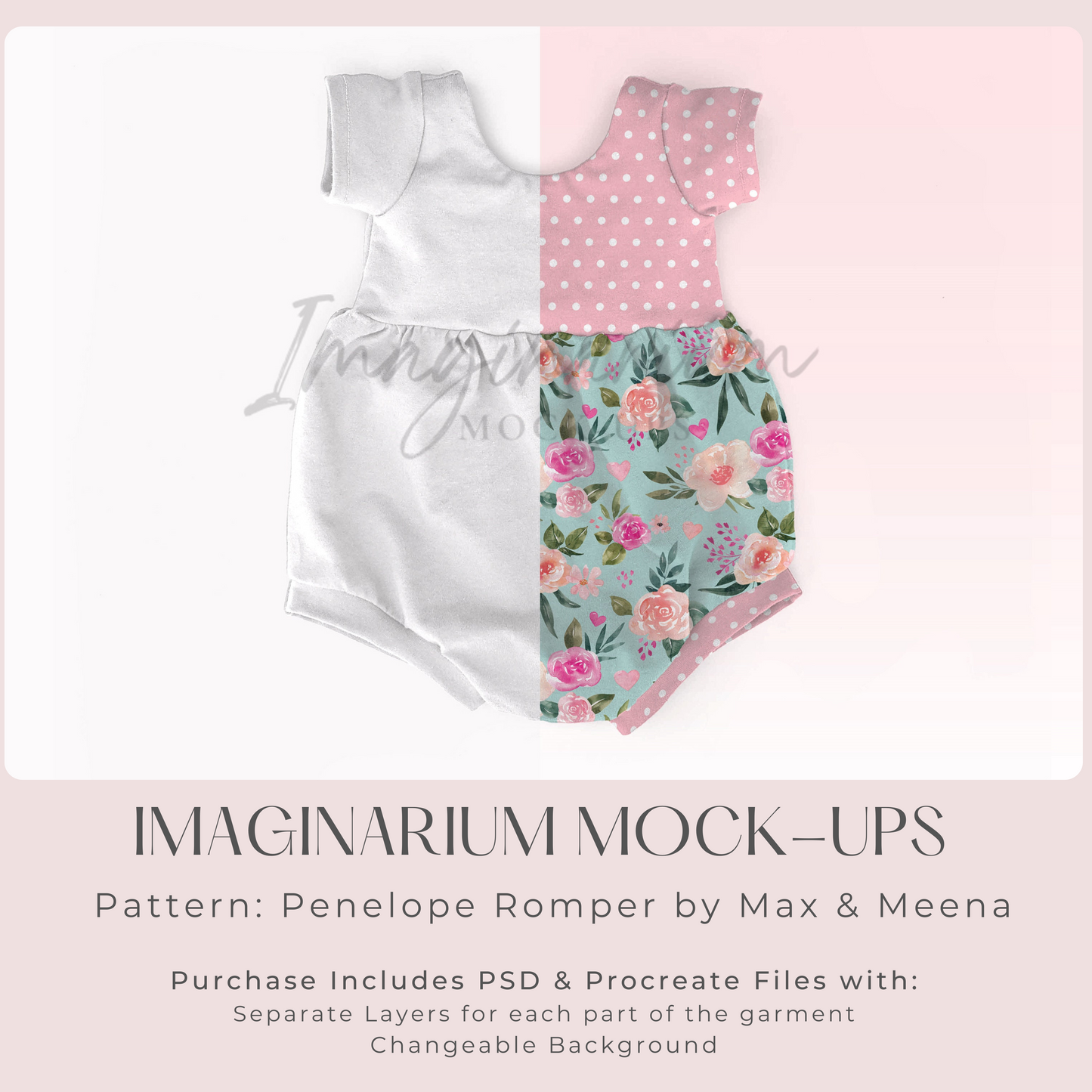 Short Sleeve Baby Romper Mock Up, Realistic Mockup for Photoshop and Procreate
