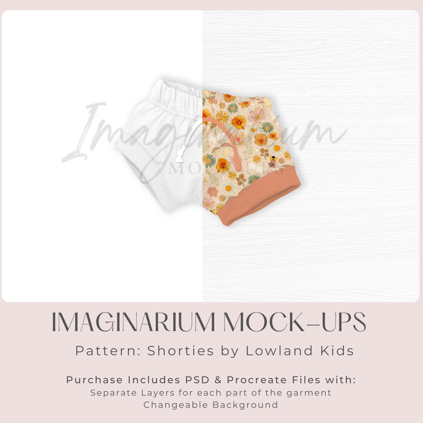 Shorties Shorts Mock Up, Realistic Mockup for Photoshop and Procreate