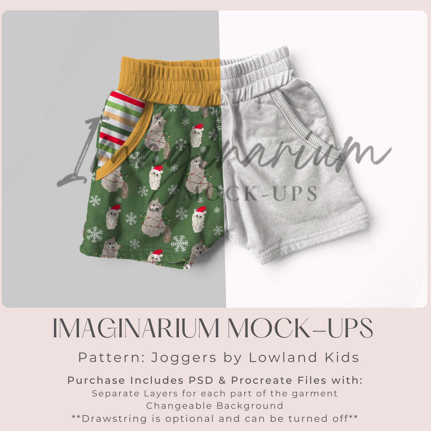 Jogger Shorts Mock Up, Realistic Clothing Mockup for Photoshop and Procreate