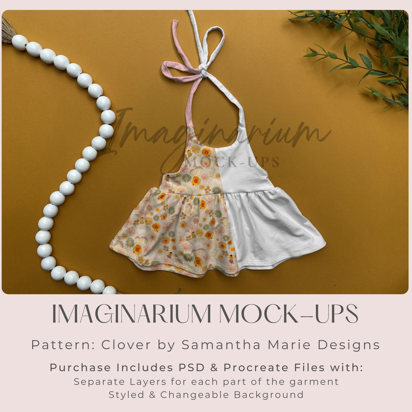 Clover Peplum Halter Top Mock Up, Realistic Clothing Mockup for Photoshop and Procreate