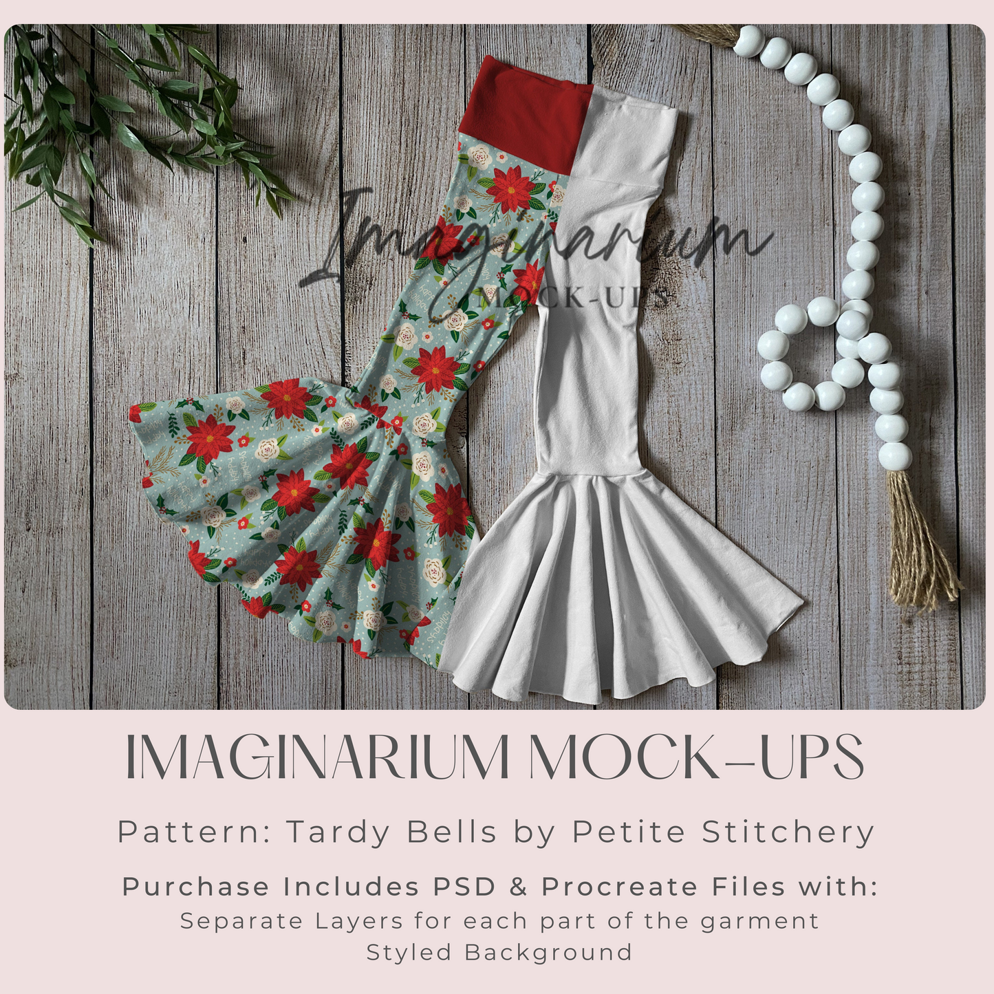Styled Yoga Waist Bell Bottoms Mock Up, Realistic Clothing Mockups for Photoshop and Procreate