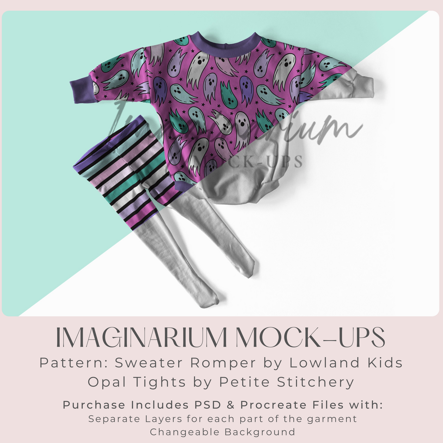 Sweater Romper and Tights Outfit Mockup, Realistic Mock Up for Photoshop and Procreate