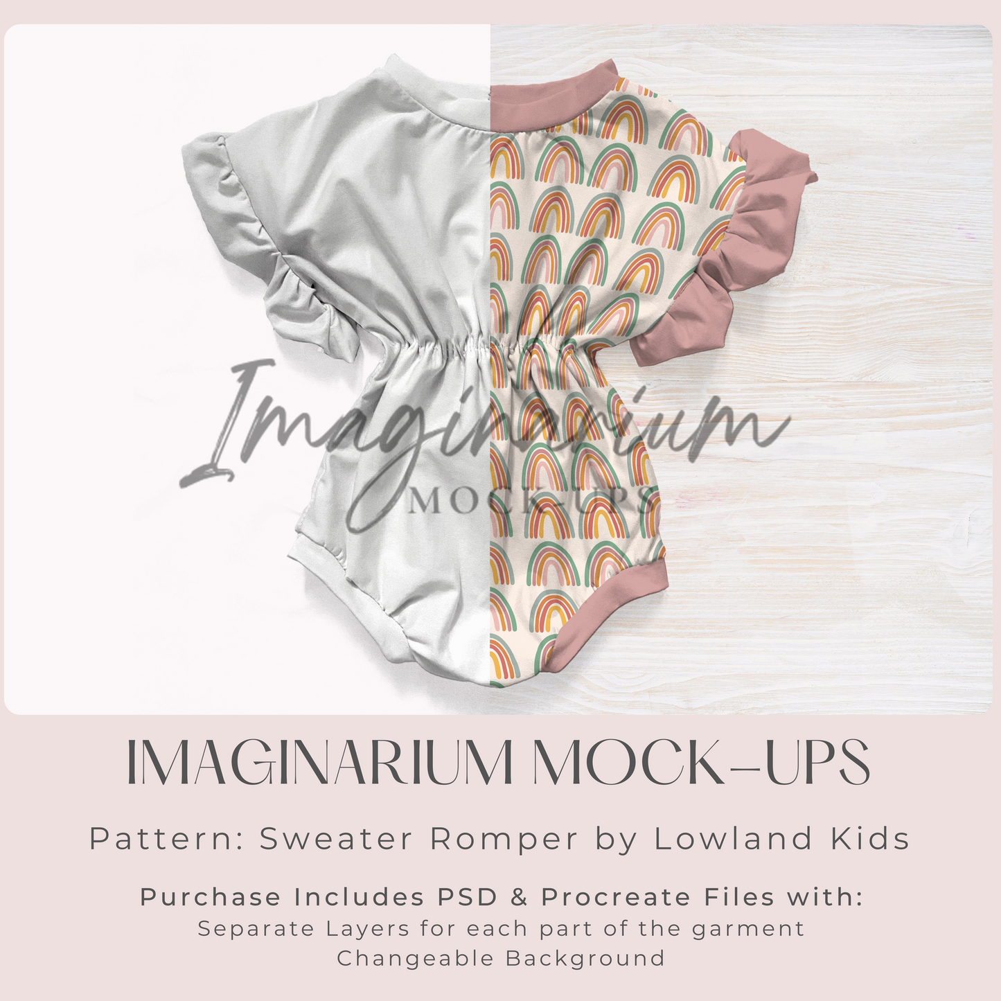 Sweater Romper Short Ruffle Sleeve Mock Up, Realistic Mockup for Photoshop and Procreate
