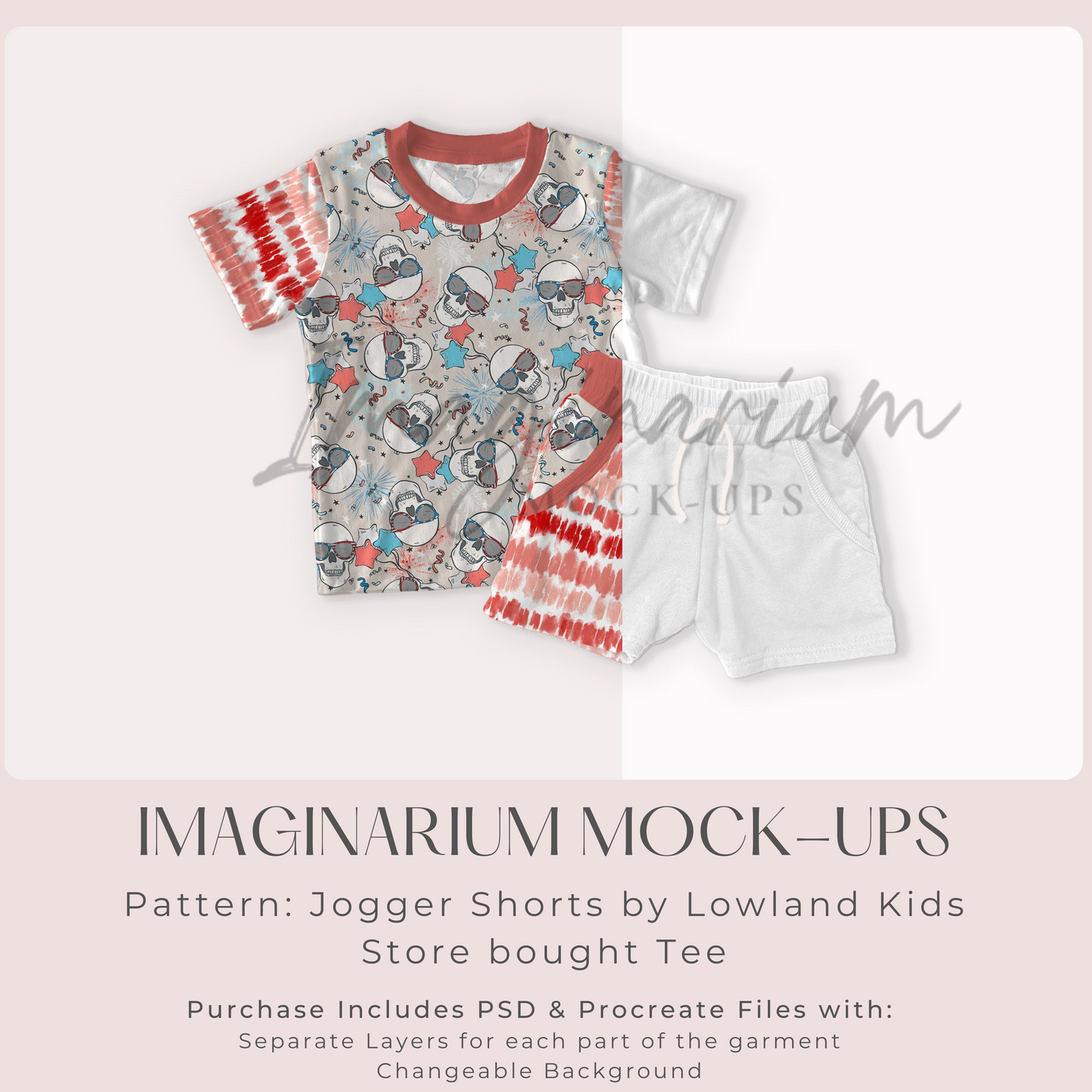 T-Shirt and Jogger Shorts Outfit Mock Up, Realistic Mockup by Photoshop and Procreate