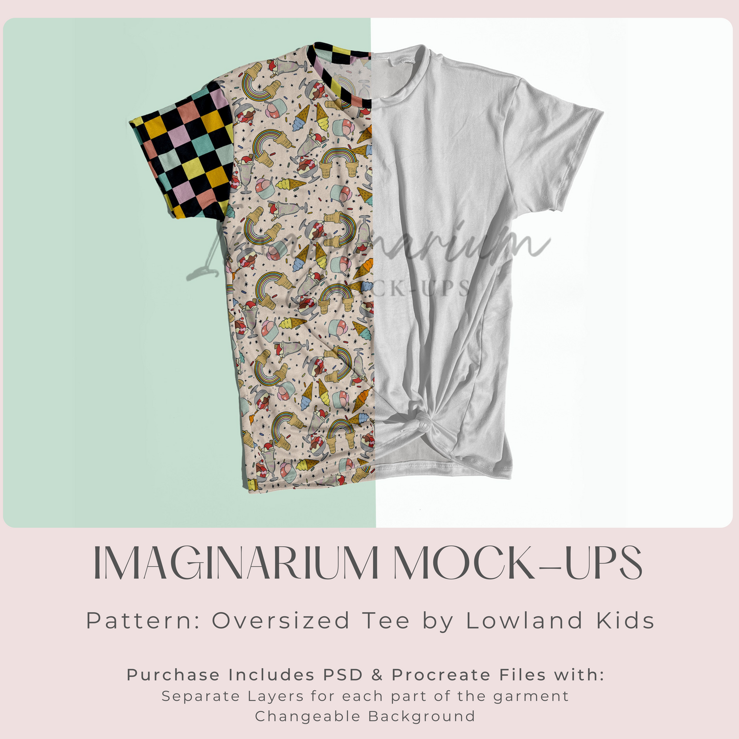 Short Sleeve T-Shirt Dress Mock Up, Realistic Mockup for Photoshop and Procreate
