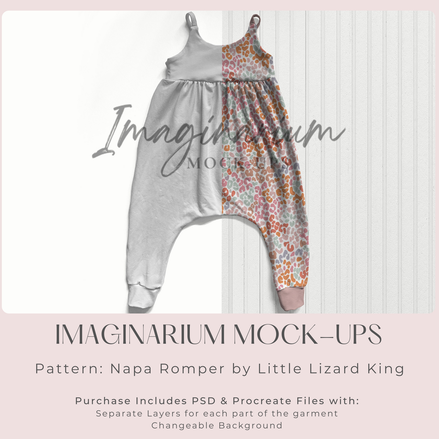 Napa Tank Bubble Romper Pants Mock Up, Realistic Mockup for Photoshop and Procreate