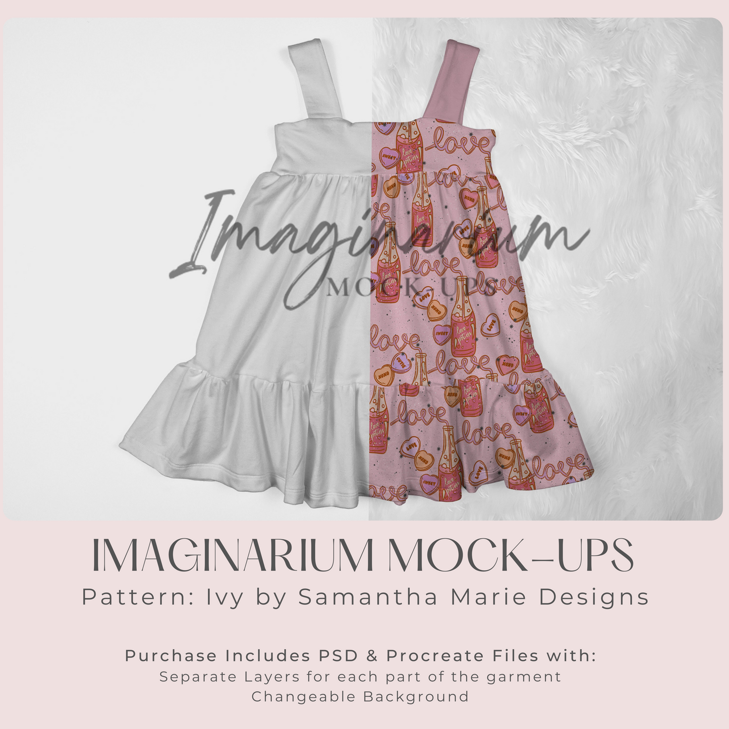 Tiered Tank Gathered Dress Mock Up, Realistic Mockup for Photoshop and Procreate