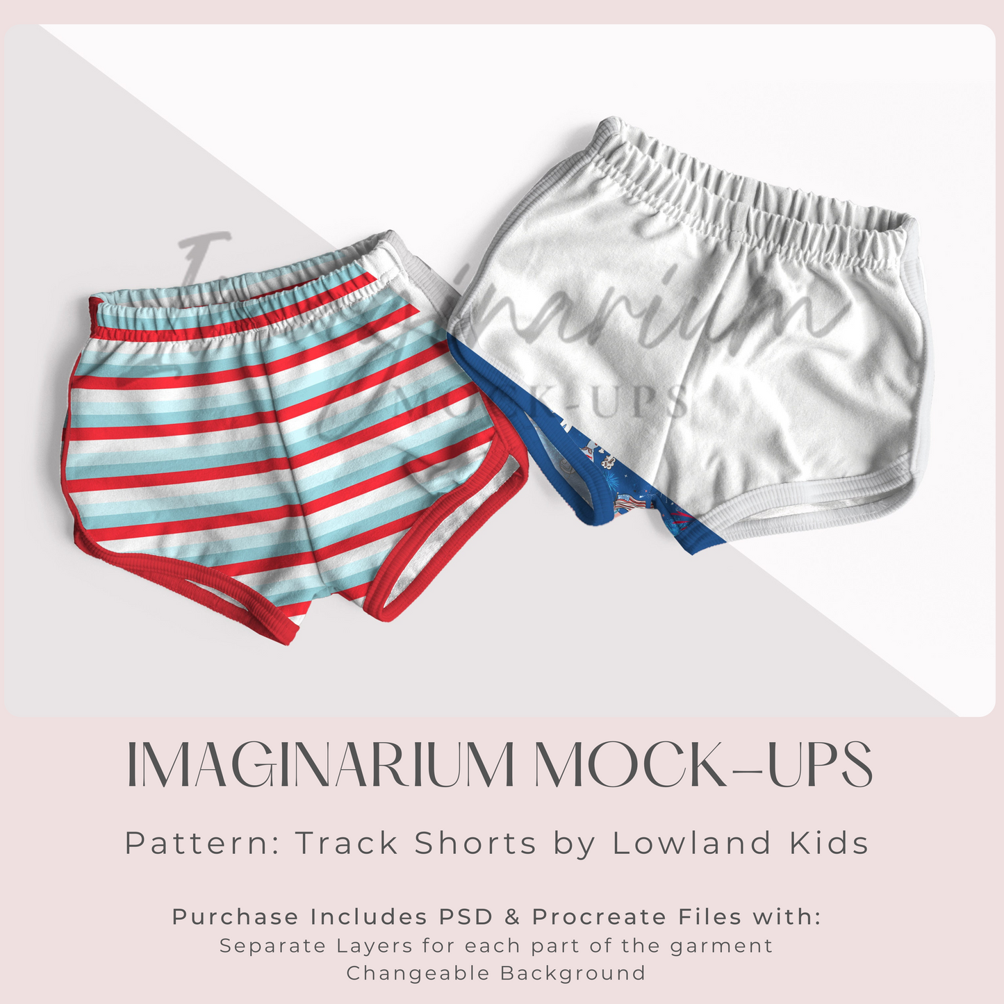 Track Shorts Set Mock Up, Realistic Clothing Mockup for Photoshop and Procreate