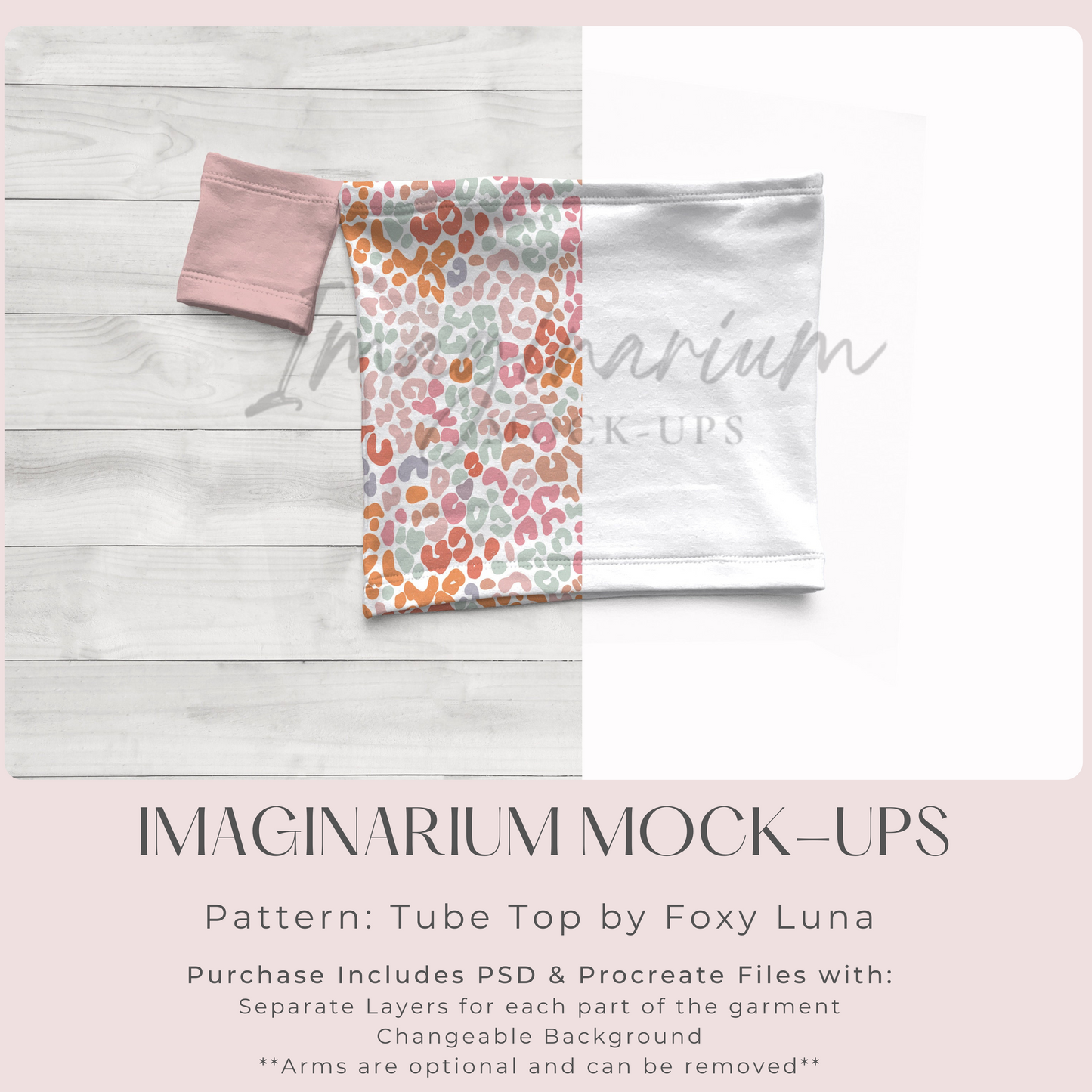 Tube Top with Optional Sleeves Mock Up, Realistic Mockup for Photoshop and Procreate