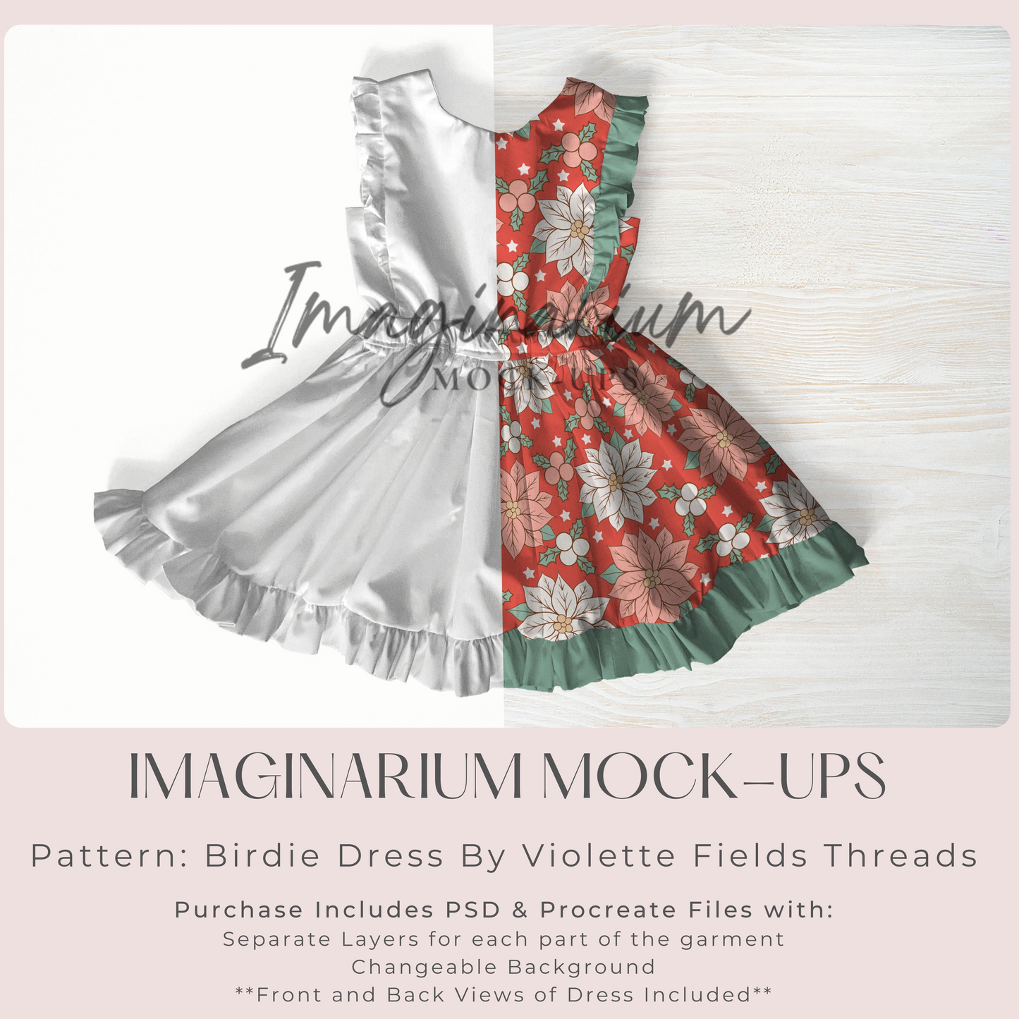 Woven Sleeveless Flutter Birdie Dress Mock Up, Realistic Mockup for Photoshop and Procreate