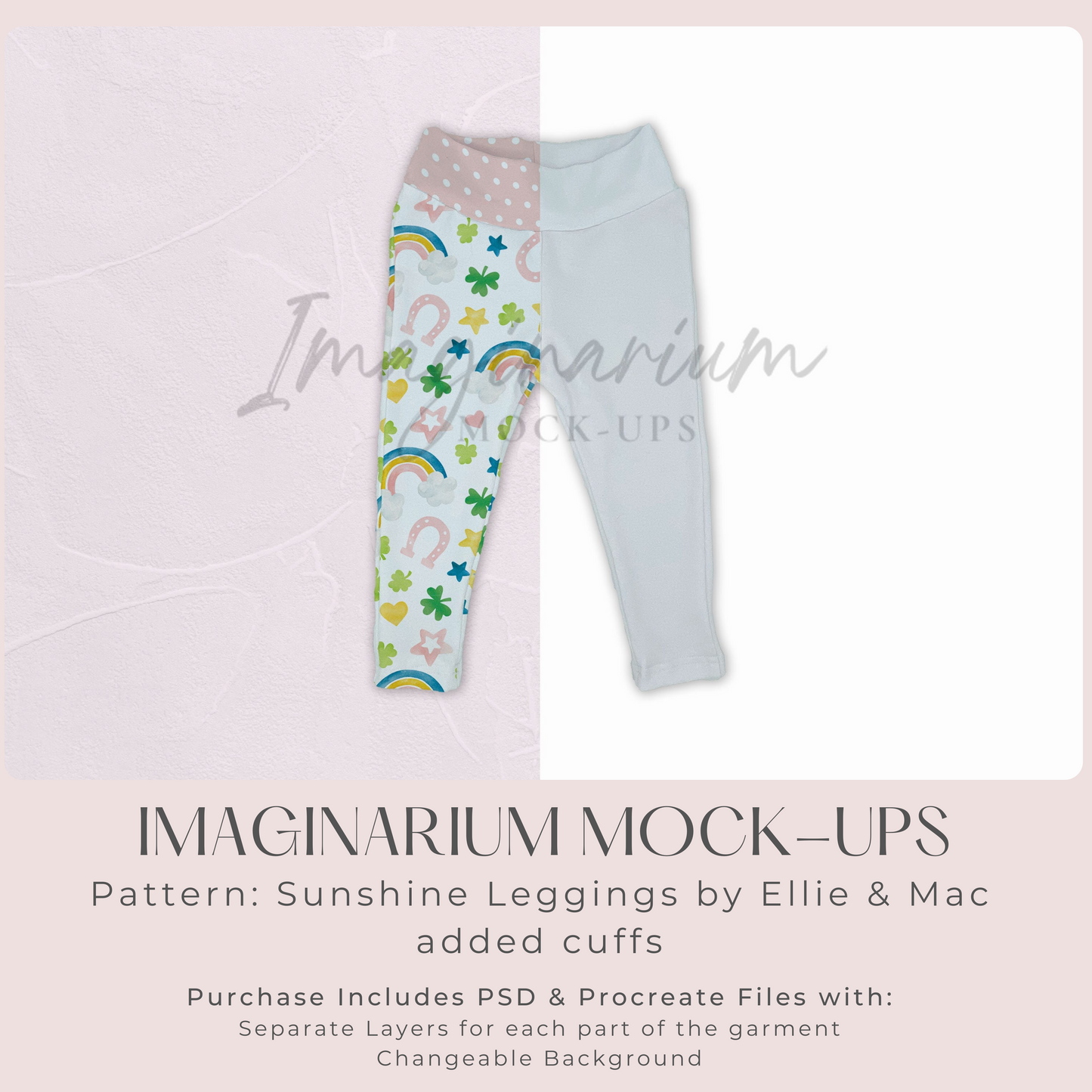 Yoga Waist Band Leggings Mock Up, Realistic Clothing Mockup for Photoshop and Procreate