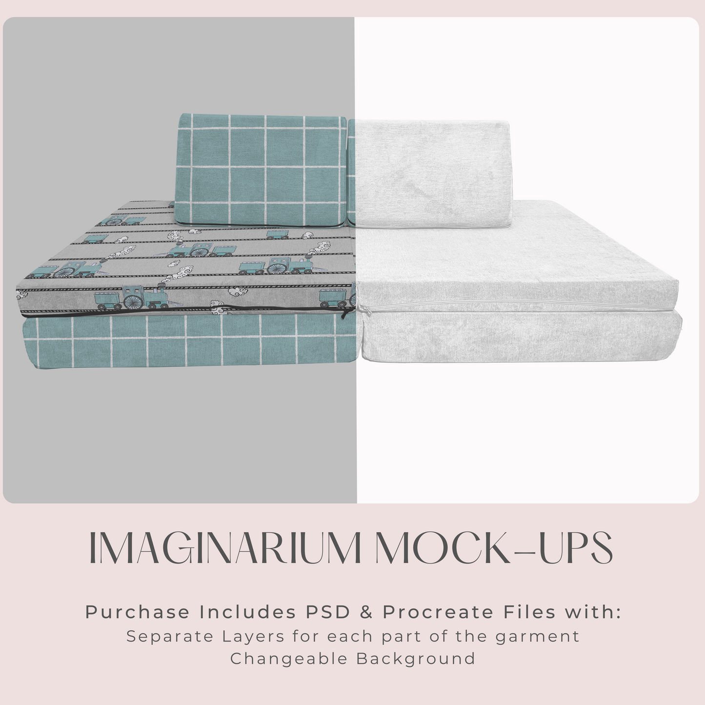 Kids Couch Mock Up, Customizable Realistic Mockup for Procreate and Photoshop
