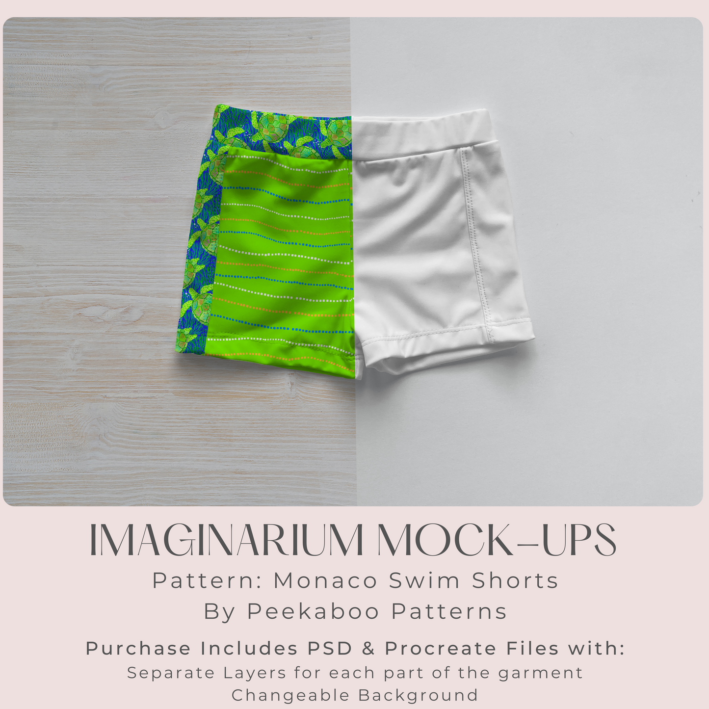 Swim Shorts Mock Up, Realistic Swimsuit Mockup for Photoshop and Procreate