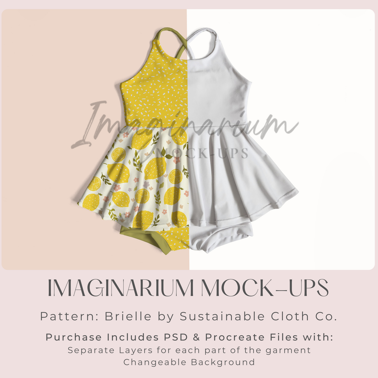 Brielle Skirted Romper Mock Up, Realistic Clothing Mockup for Photoshop and Procreate