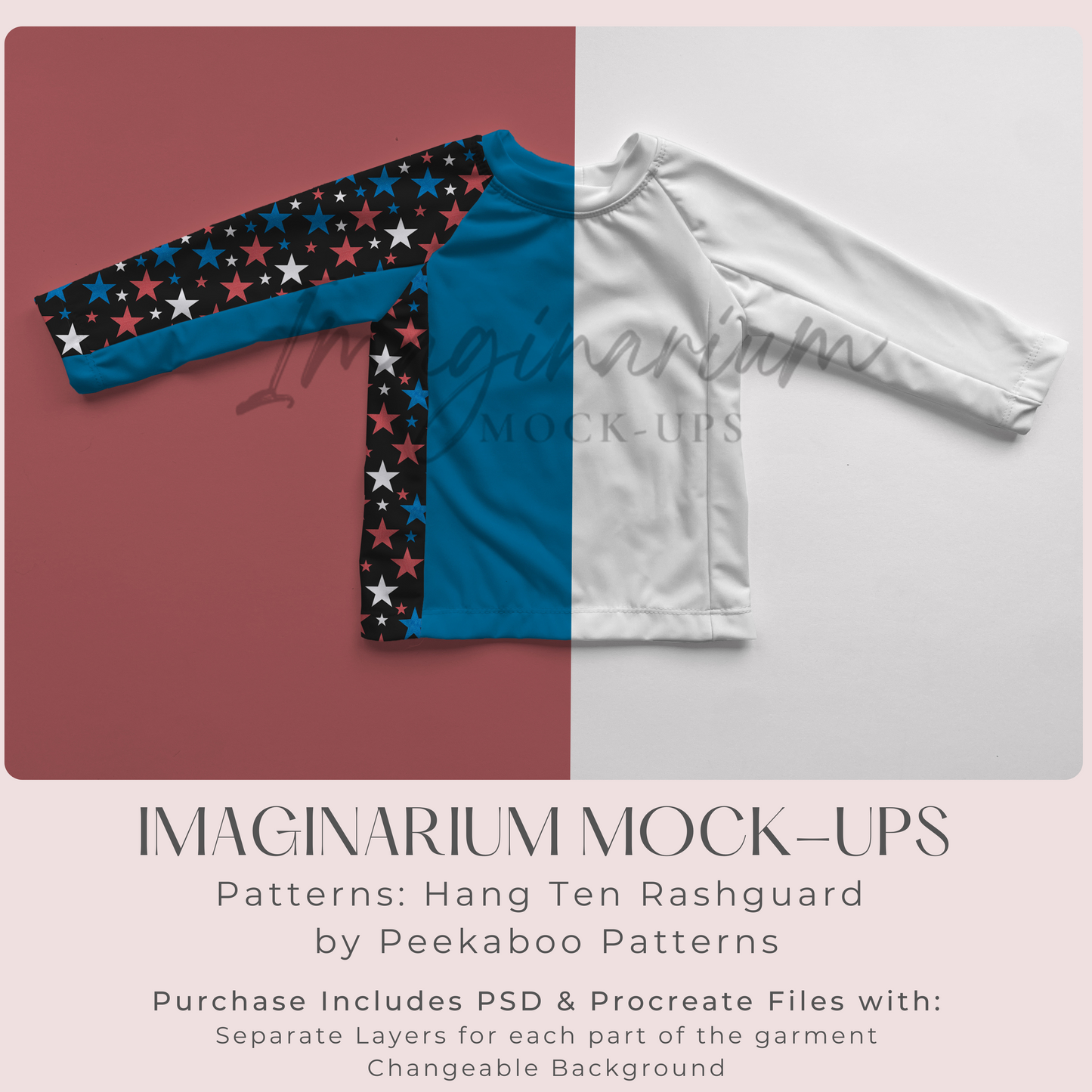 Hang Ten Rash Guard Top Mockup, Realistic Swimwear Mockup for Photoshop and Procreate