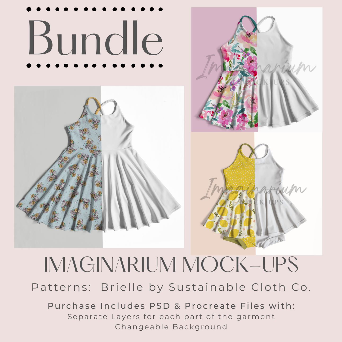 BUNDLE Brielle Cross Strap Back Mock Ups, Realistic Clothing Mockup for Photoshop and Procreate