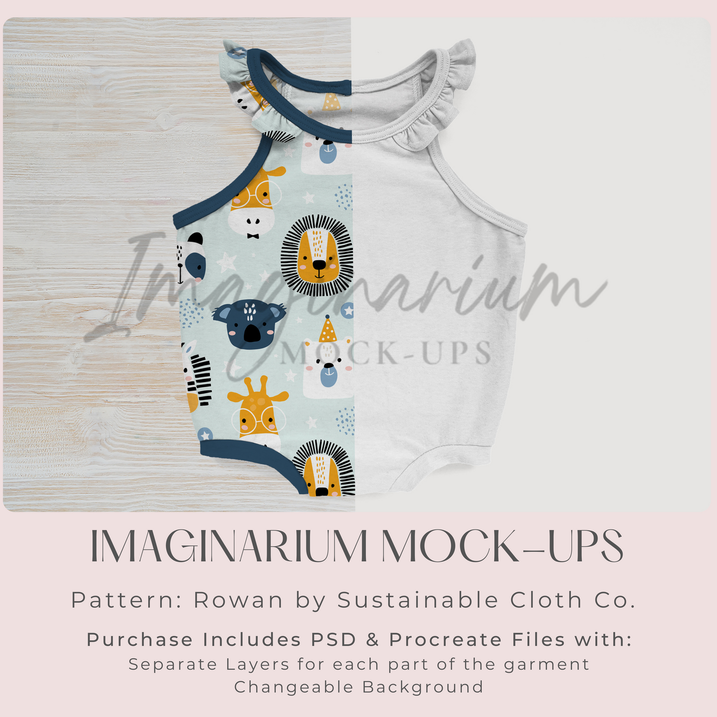 Ruffle Shoulder Tank Romper Mock Up, Rowan Romper, Realistic Clothing Mockup for Photoshop and Procreate