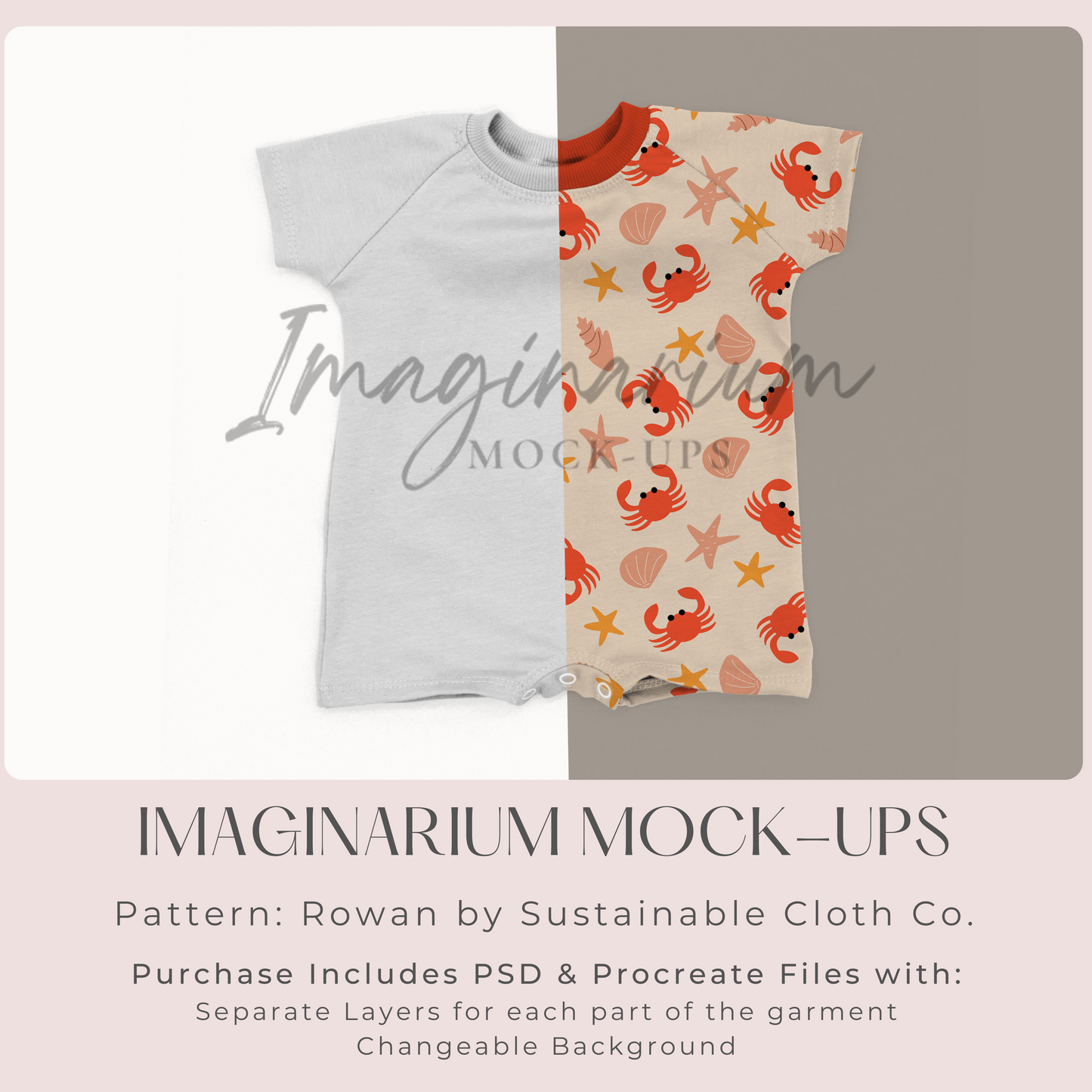 Raglan Sleeve Shorts Romper Mock Up, Rowan Romper, Realistic Clothing Mockup for Photoshop and Procreate