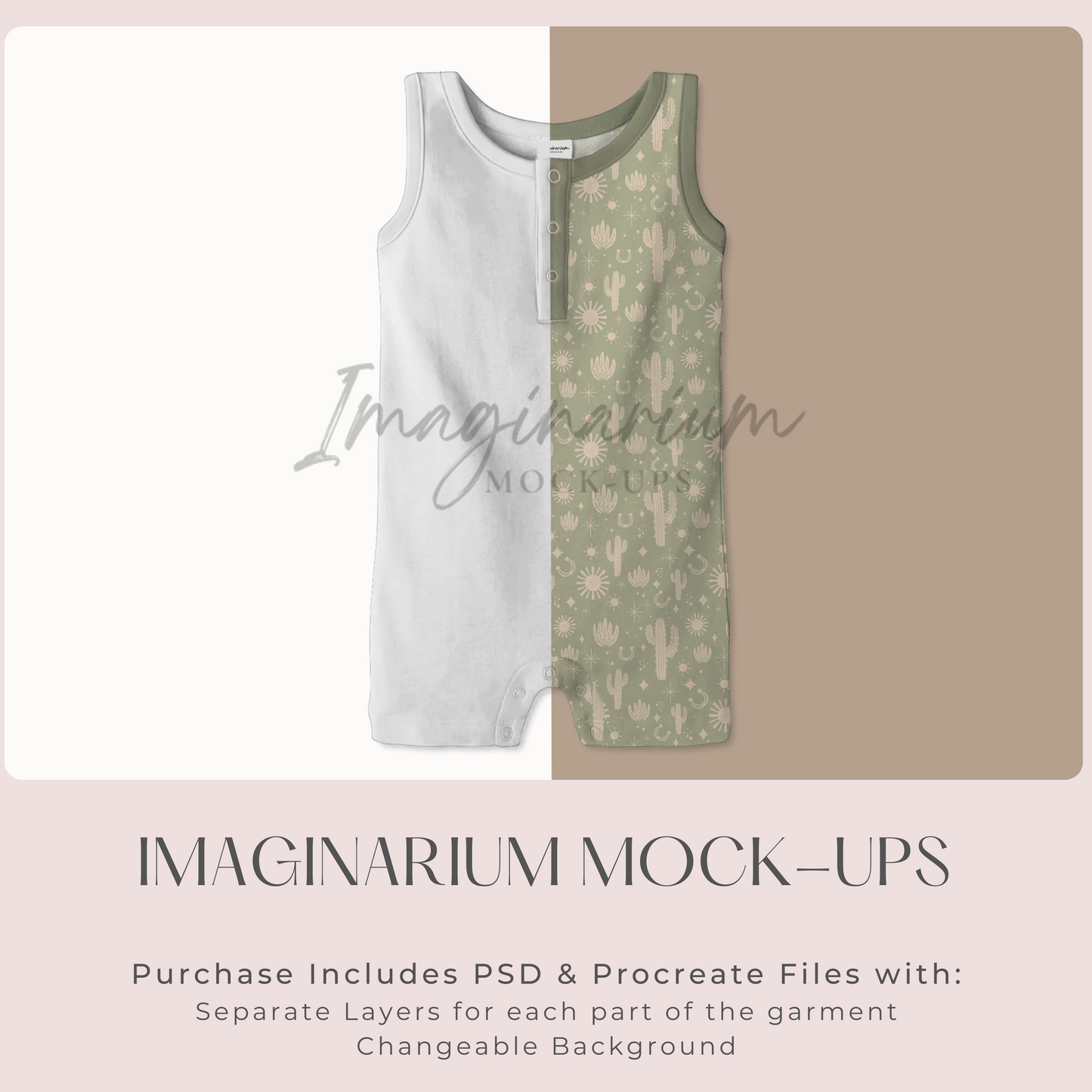 Henley Tank Romper Mock Up, Realistic Clothing Mockup for Photoshop and Procreate