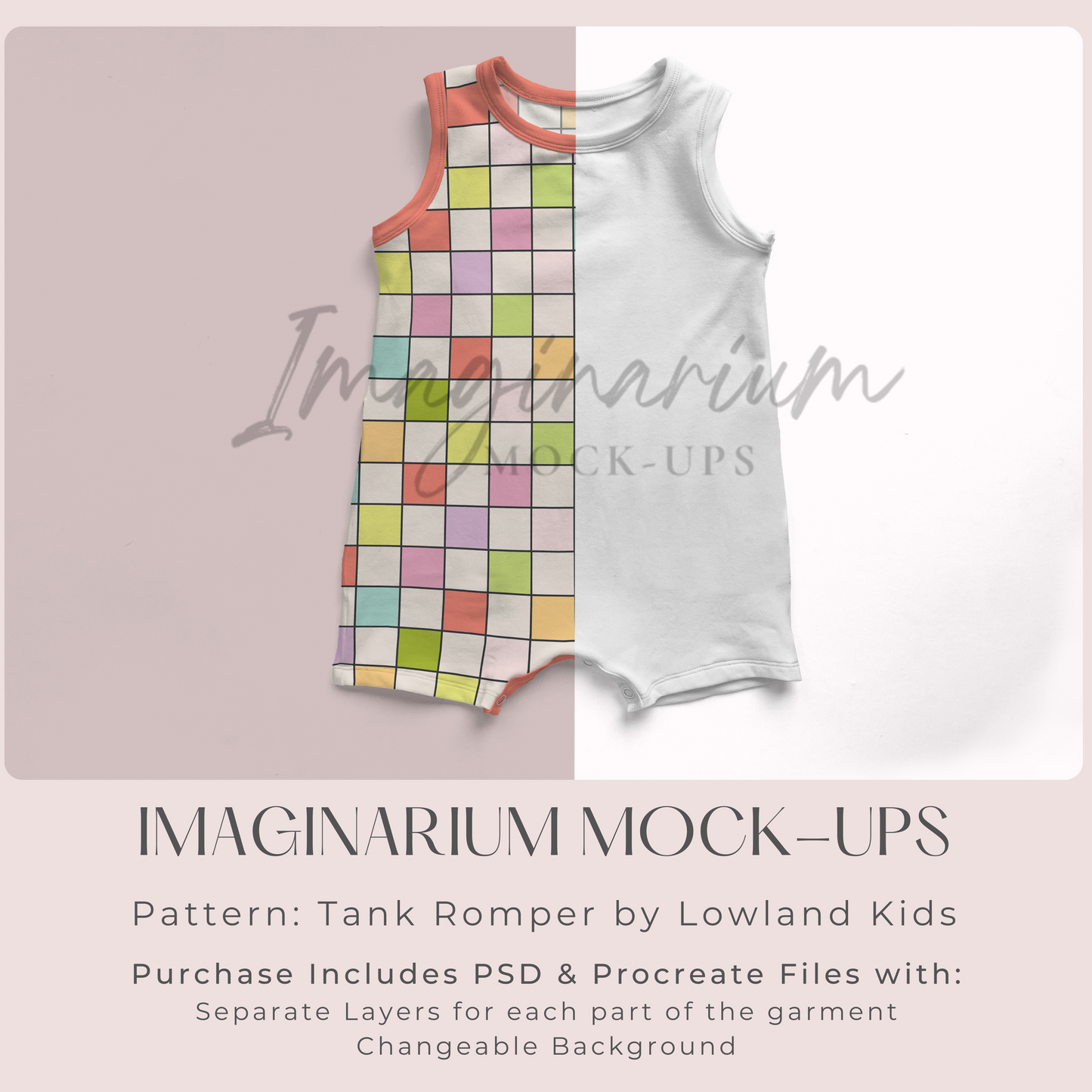 Lowland Tank Romper Mock Up, Realistic Clothing Mockup for Photoshop and Procreate