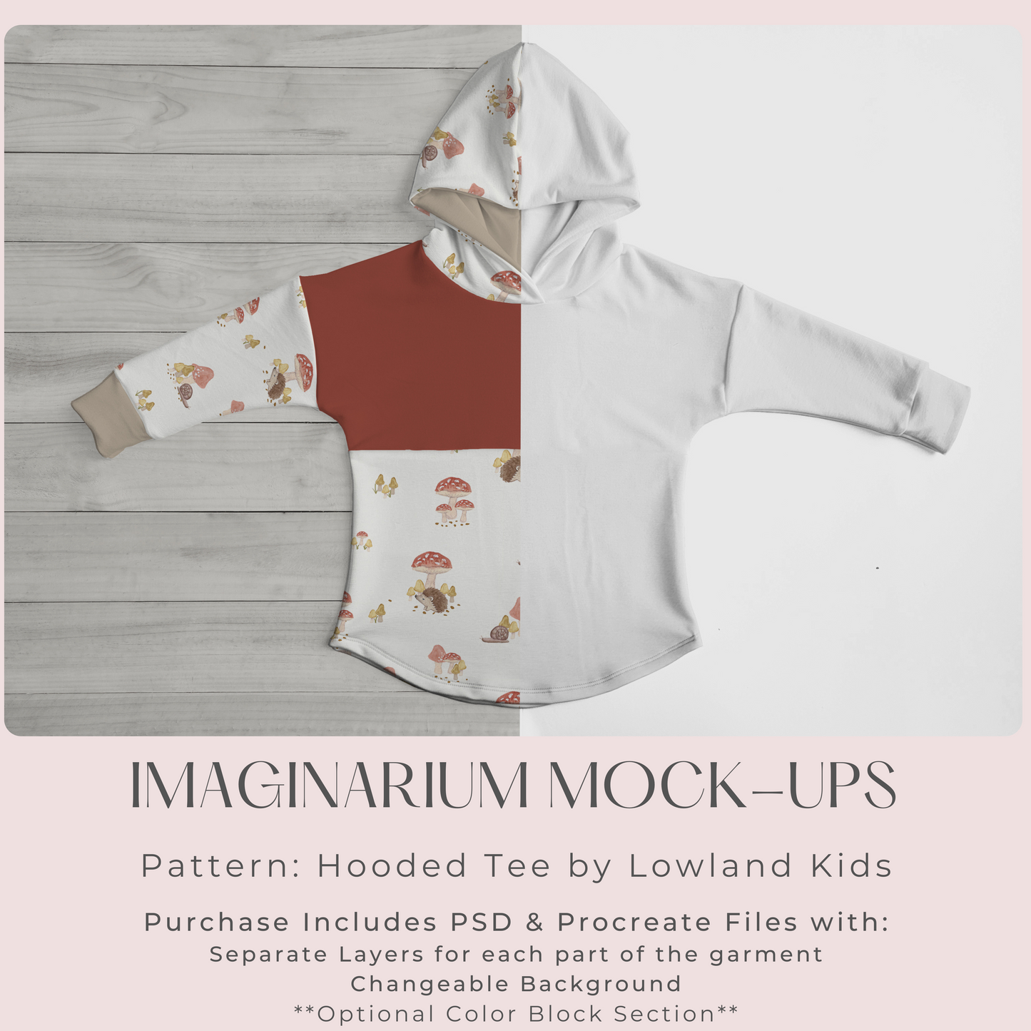 Long Sleeve Hooded Tee Mock Up, Realistic Clothing Mockup for Photoshop and Procreate