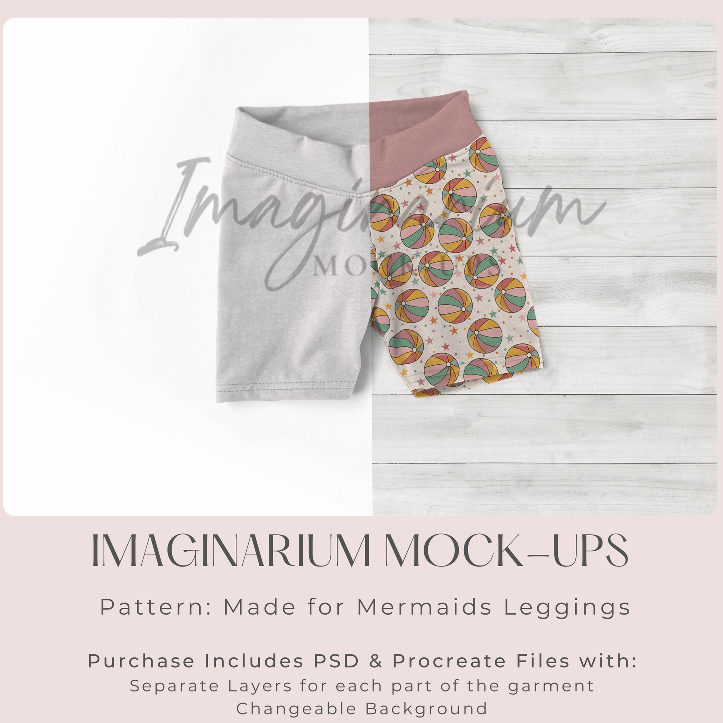 Yoga Waist Bike Shorts Mock Up , Realistic Clothing Mockup for Photoshop and Procreate