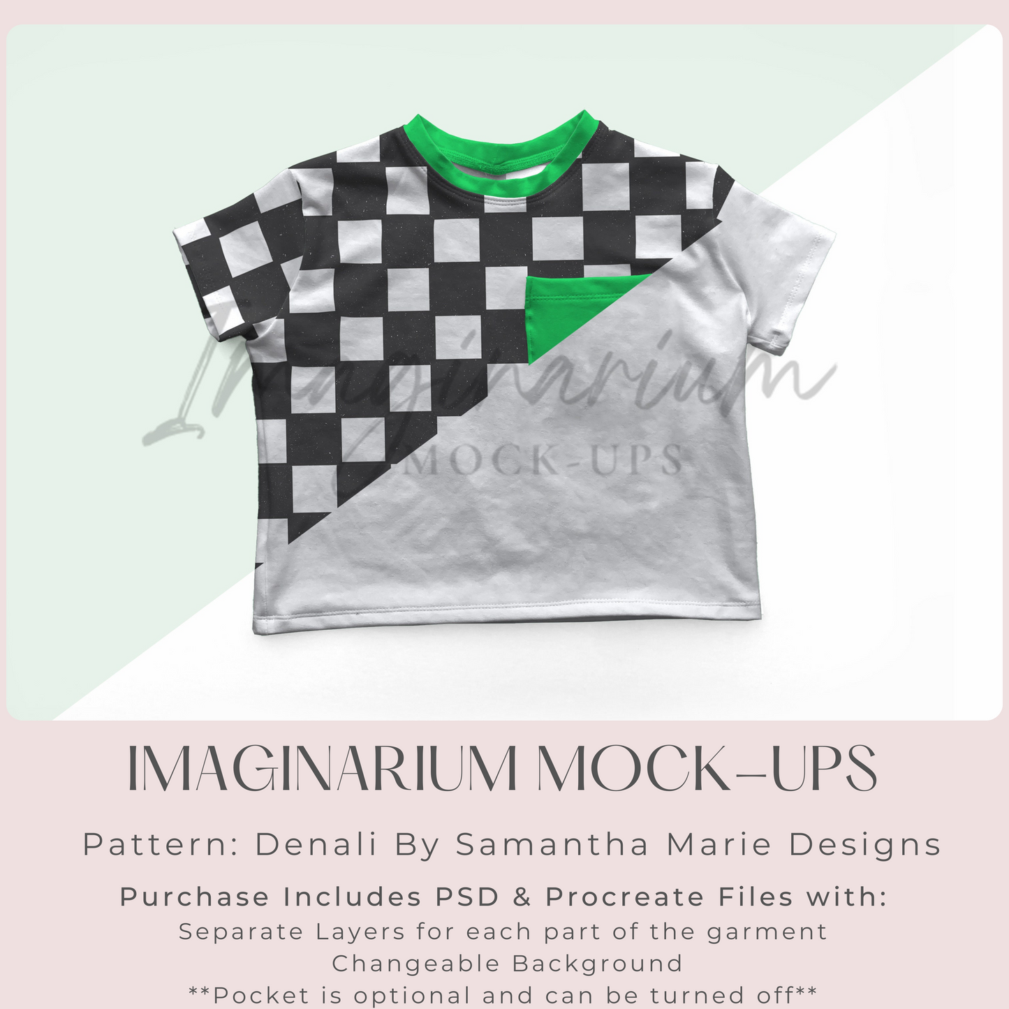 Boxy Short Sleeve T-Shirt Top Mock Up, Realistic Clothing Mockup for Photoshop and Procreate