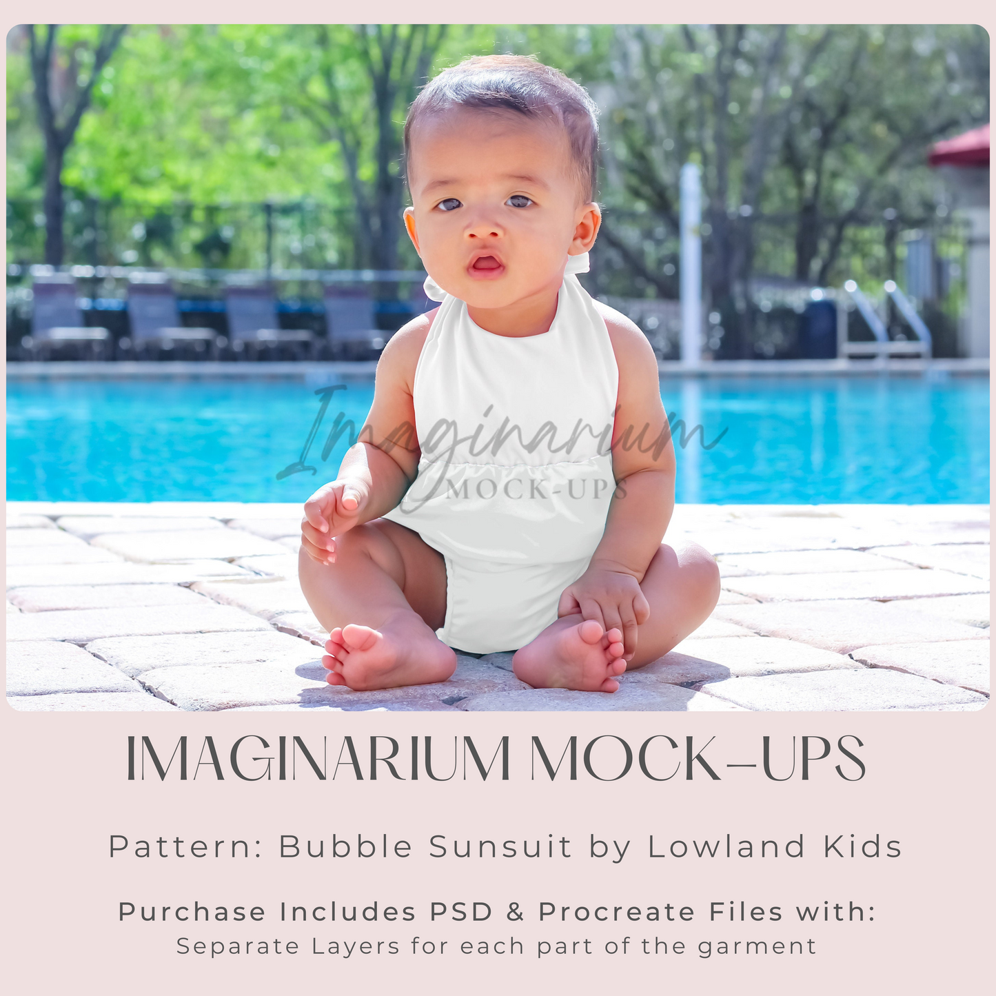 Modeled Bubble Romper Swimsuit Mock Up, Realistic Clothing Mockup for Photoshop and Procreate