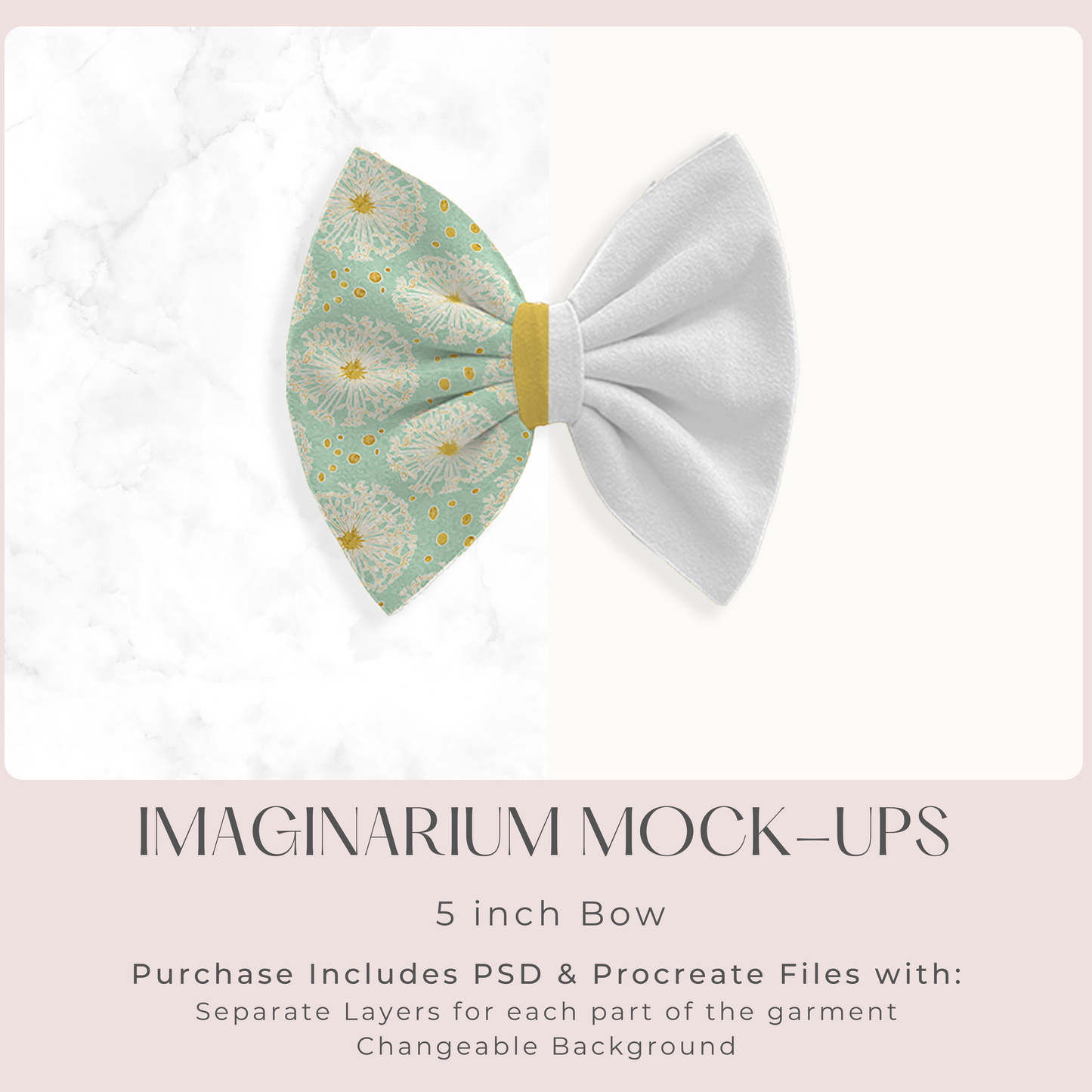 5 Inch Bow Mock Up, Customizable Realistic Mockup for Procreate and Photoshop