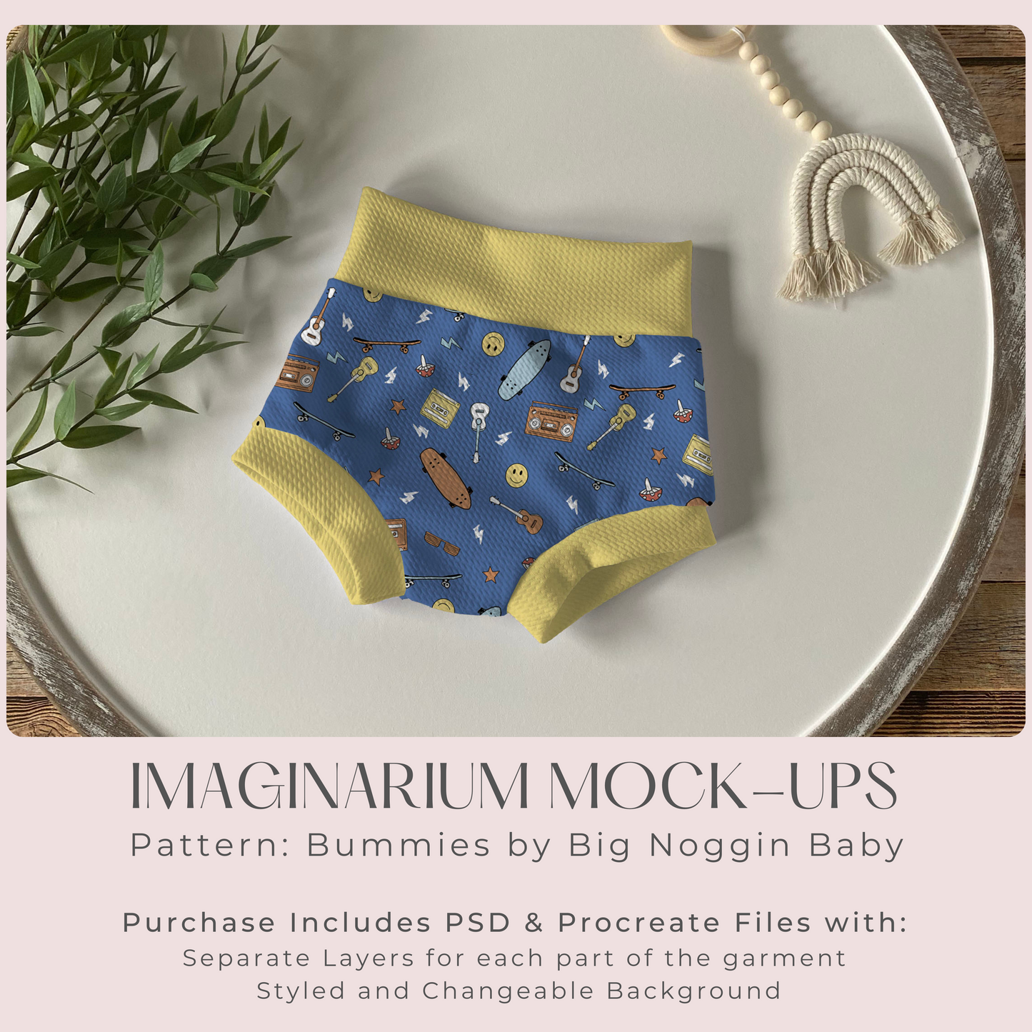 Bullet Bummies Mock Up, Realistic Clothing Mockup for Photoshop and Procreate