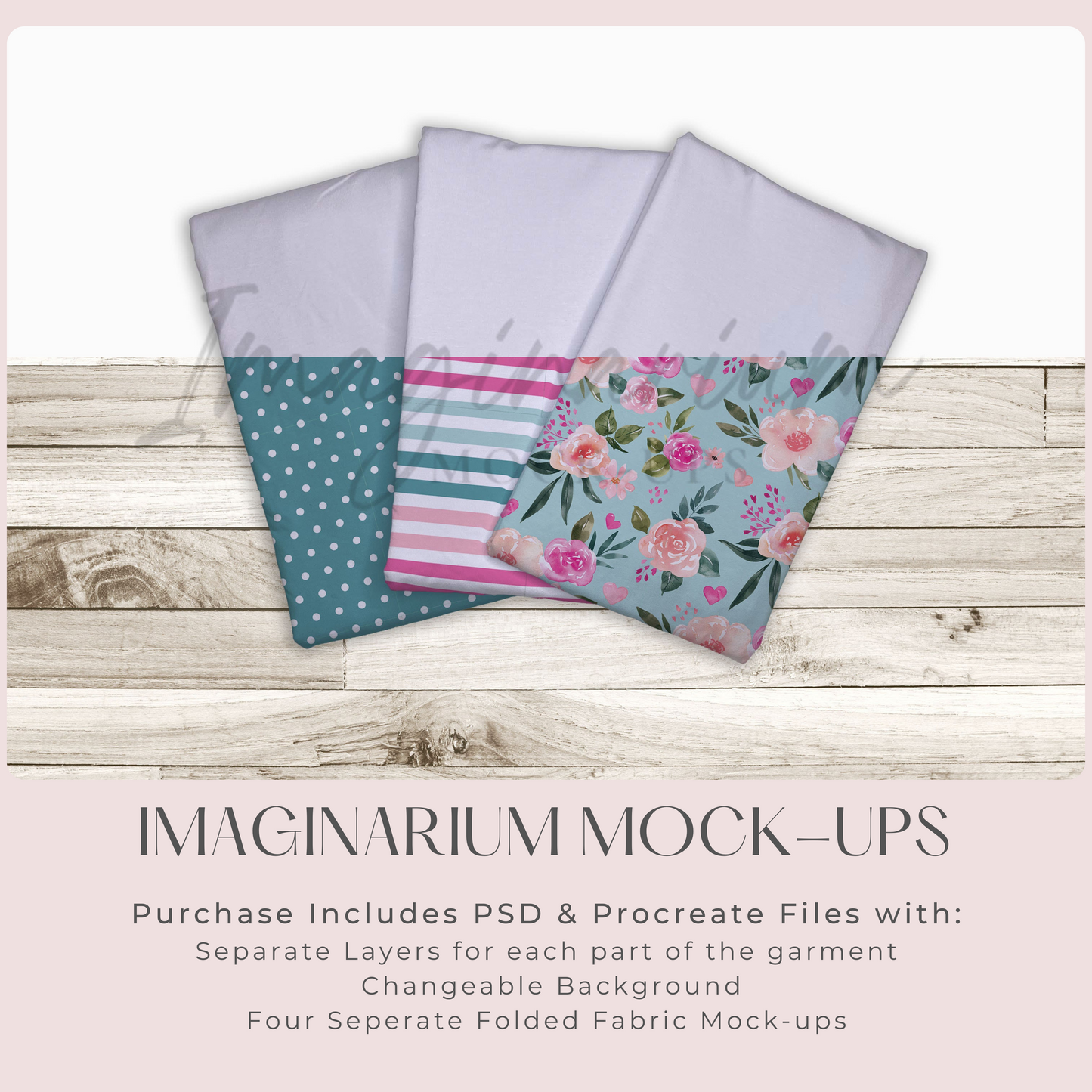 BUNDLE Customizable Folded Fabric Mock-ups, Realistic Mockup for Photoshop and Procreate