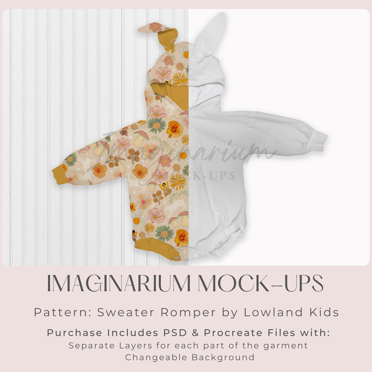 Bunny Ear Sweater Romper Mock Up, Realistic Clothing Mockup for Photoshop and Procreate