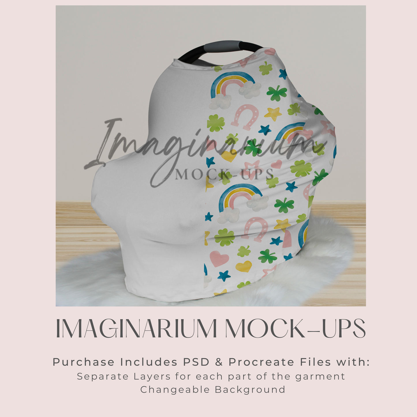 Car Seat Cover Mockup, Nursing Cover Mockup, Realistic Mock Up for Photoshop and Procreate