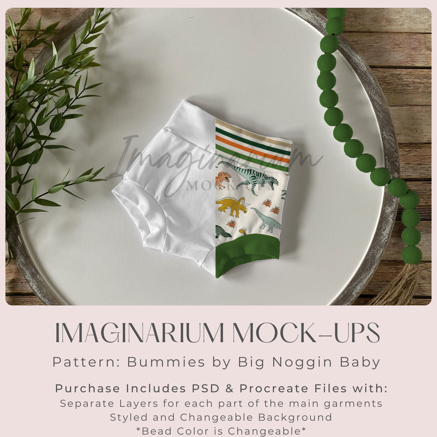Cotton Lycra Bummies Mock Up, Realistic Clothing Mockup for Photoshop and Procreate
