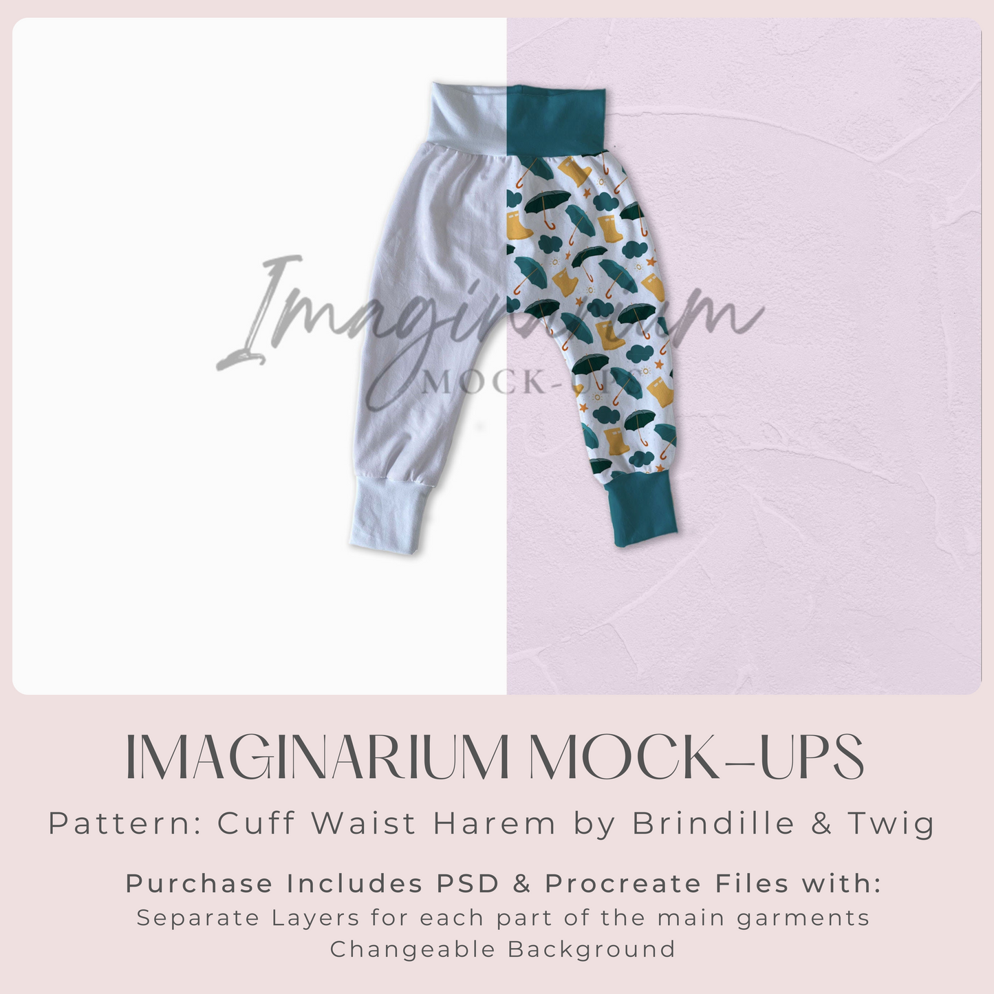 Cuff Harem Pants Mock Up, Realistic Clothing Mockup for Photoshop and Procreate