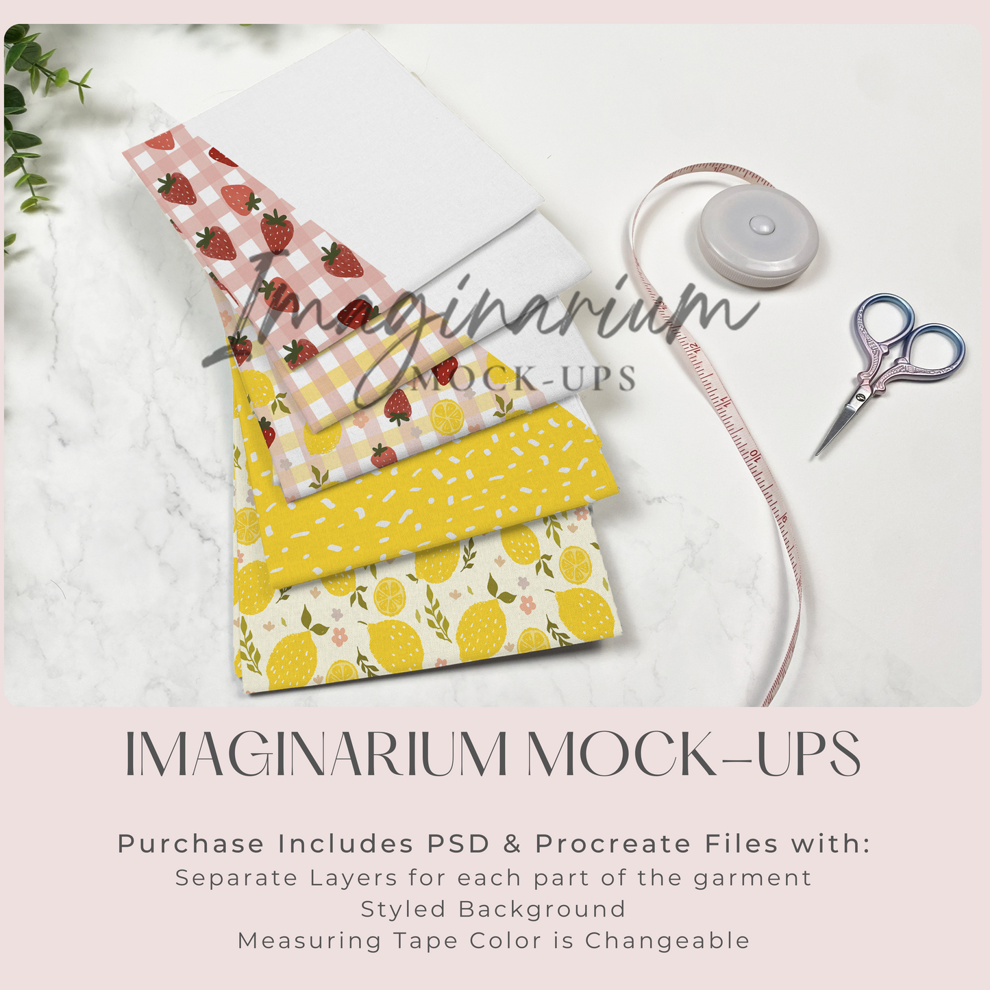Fat Quarter Folded Fabric Mock-ups, Realistic Mockup for Photoshop and Procreate