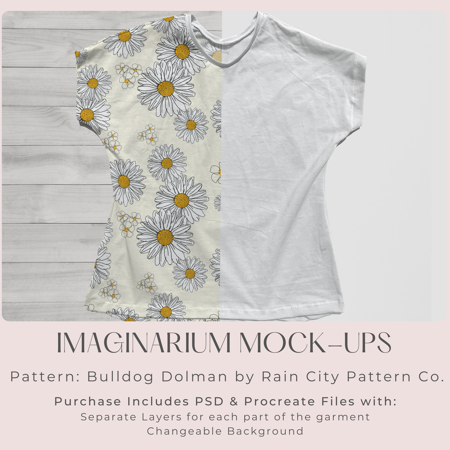 Adult Short Sleeve Dolman Tee Mock Up, Realistic Mockup for Photoshop and Procreate
